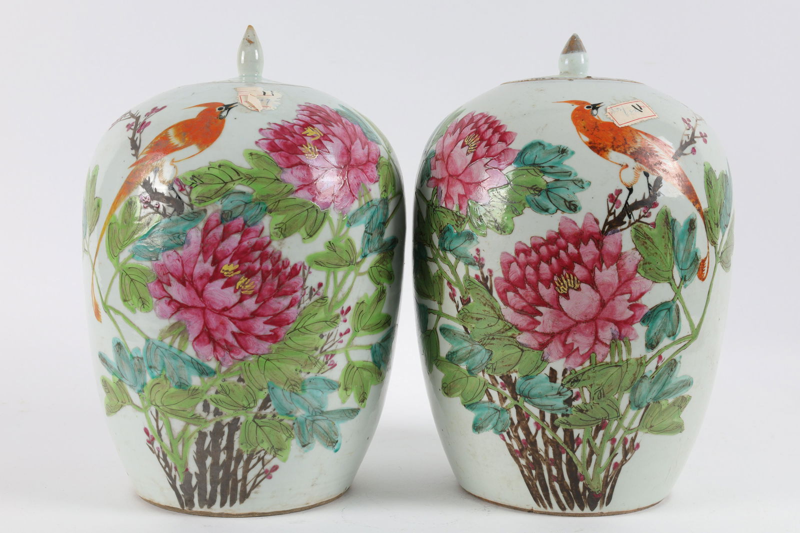 Pair Antique Chinese Painted Ginger Jars (1 of 10)