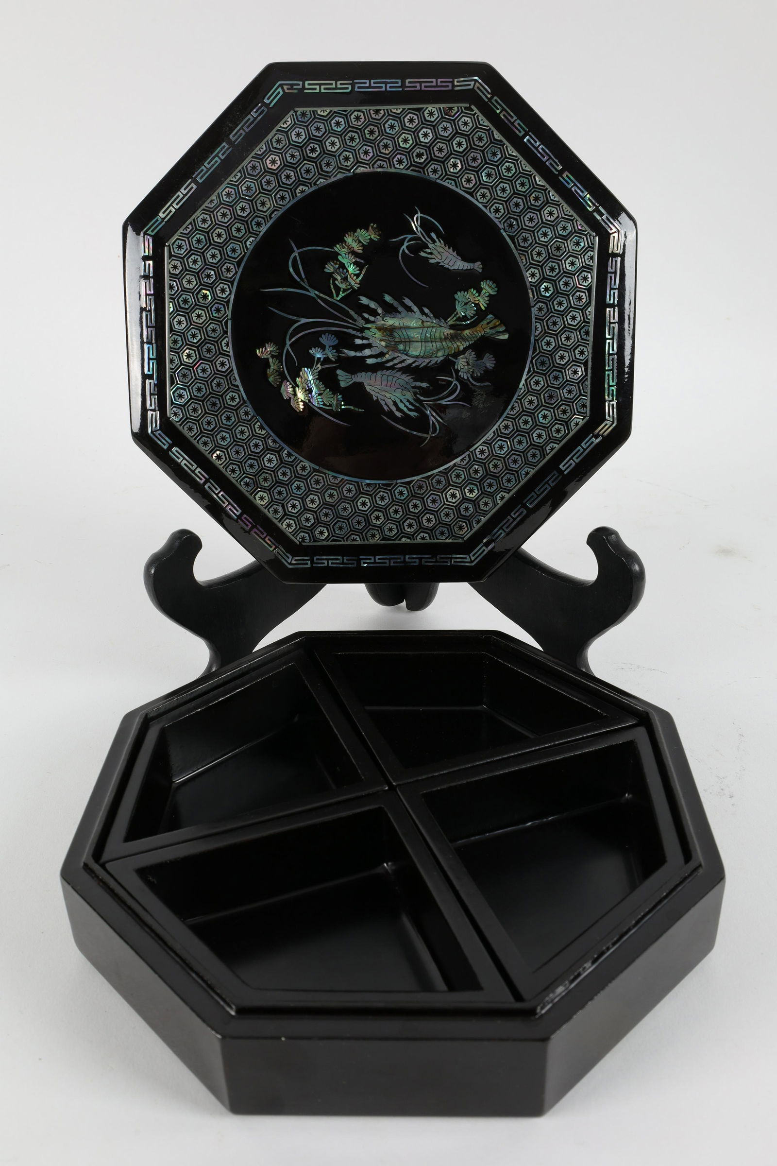 Chinese Lacquer Box, Mother of Pearl Inlay (1 of 6)
