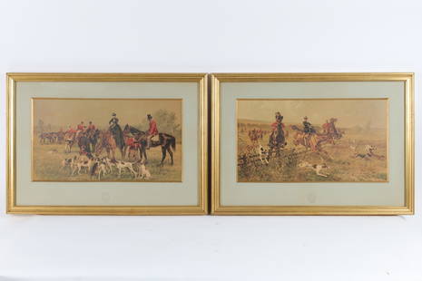 Pair Hans Werner Schmidt Weimar 1894 Lithographs: Pair of Hans Werner Schmidt Weimar 1894 Equestrian Hand Coloured Lithographs. Measures 11 inches x 20. Frame measures 26 inches W x 20 H. Matting has embossed seal Konigehof Kunst Institut Otto Troitz