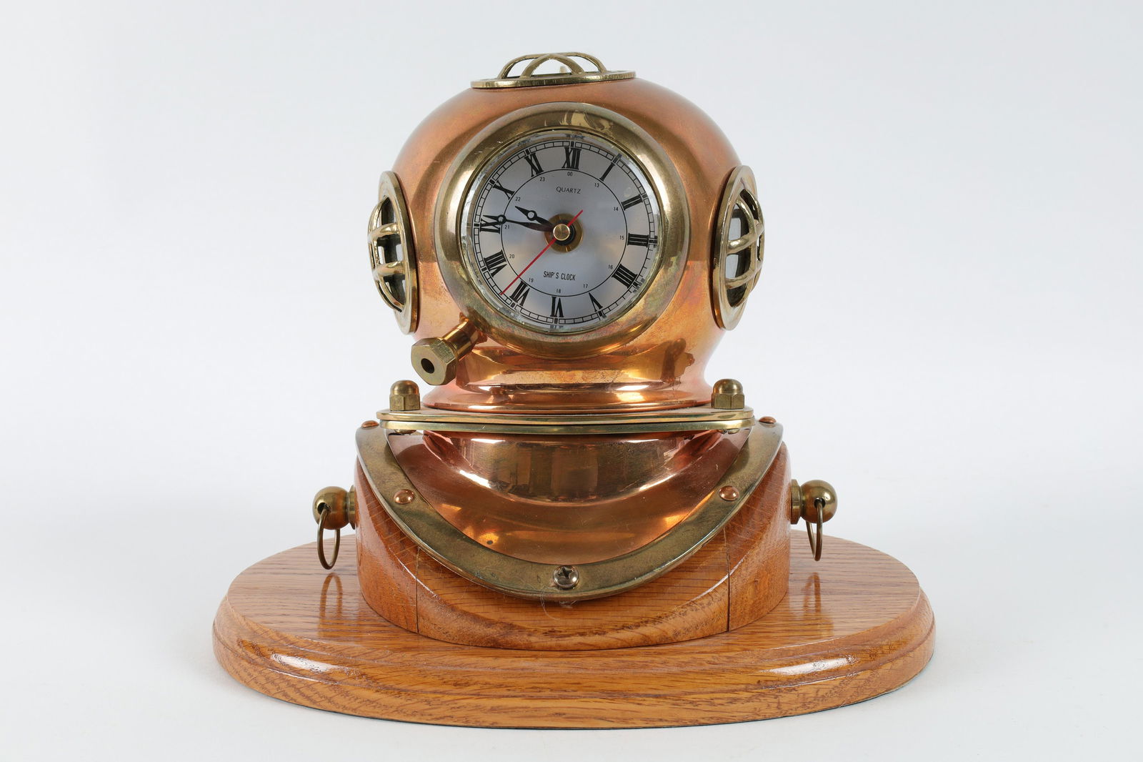 Vintage Nautical Brass Copper Diving Helmet Clock (1 of 6)