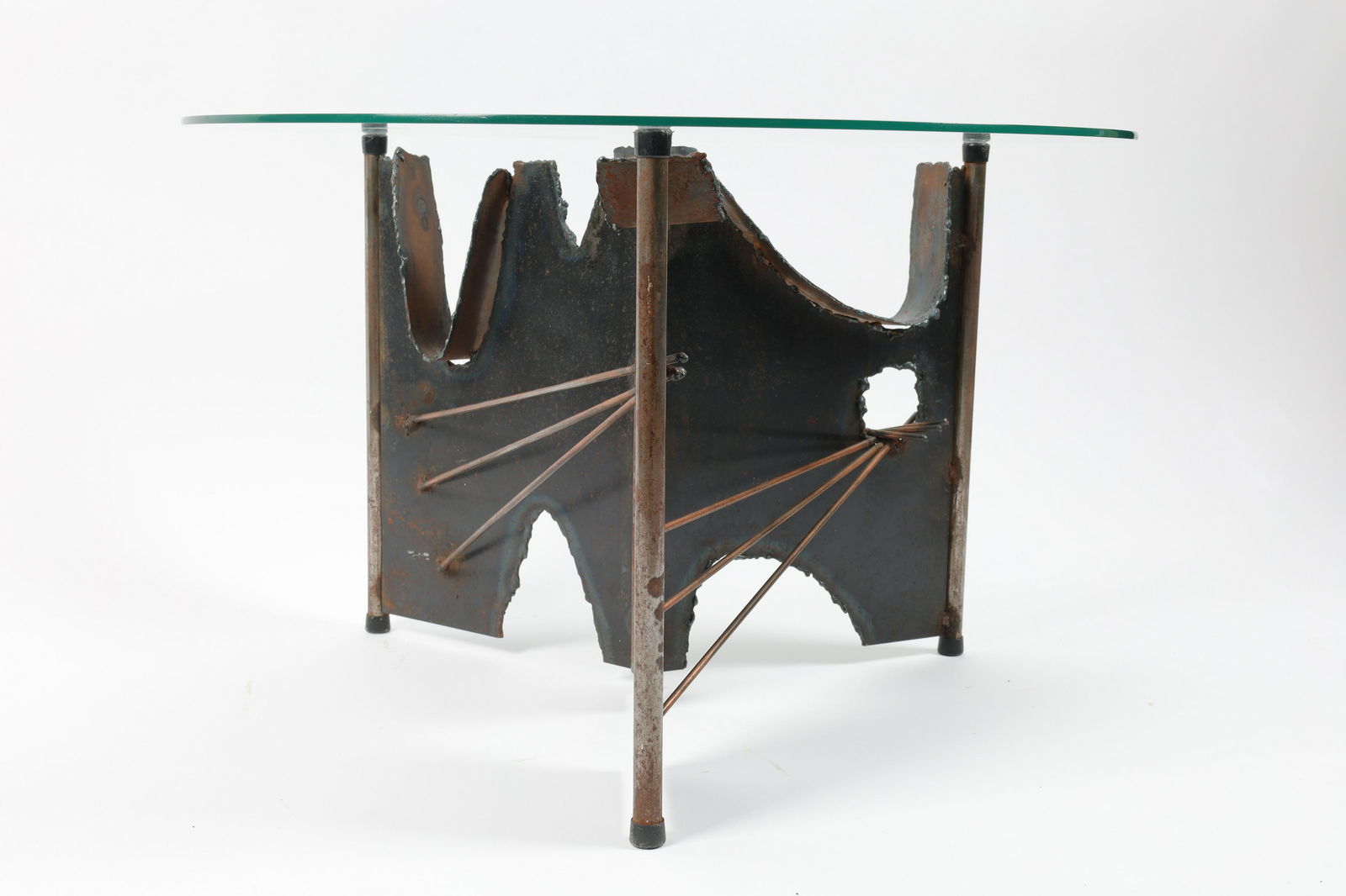 Harry Balmer Brutalist Steel Glass Side Table (1 of 7)