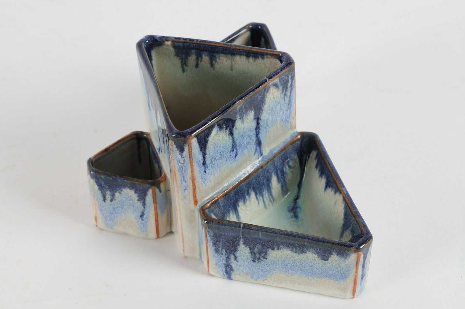 Rare Goebel Art Deco Smoking Station Match Striker: Rare Goebel Art Deco Smoking Station with Match Striker. Stamped on underside of each triangular section. Measures 5.5 x 4.5 x 3.25 inches H.