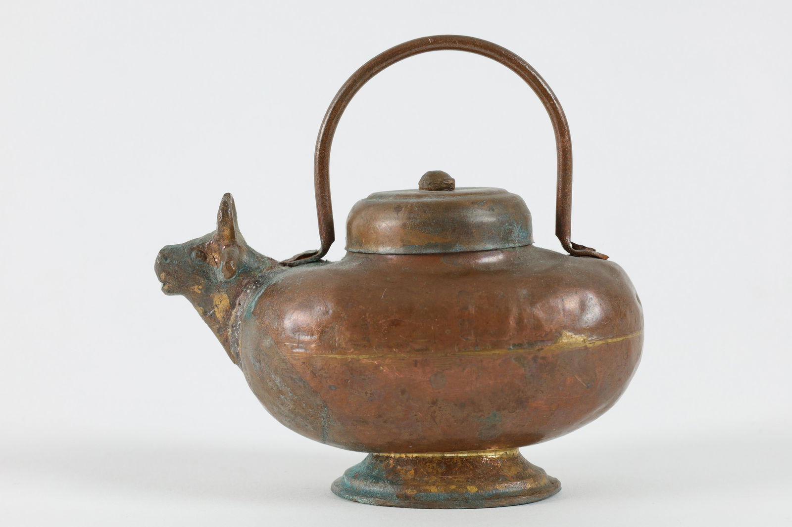 Small Vintage Copper / Brass Holy Pot, Cow Spout (1 of 6)