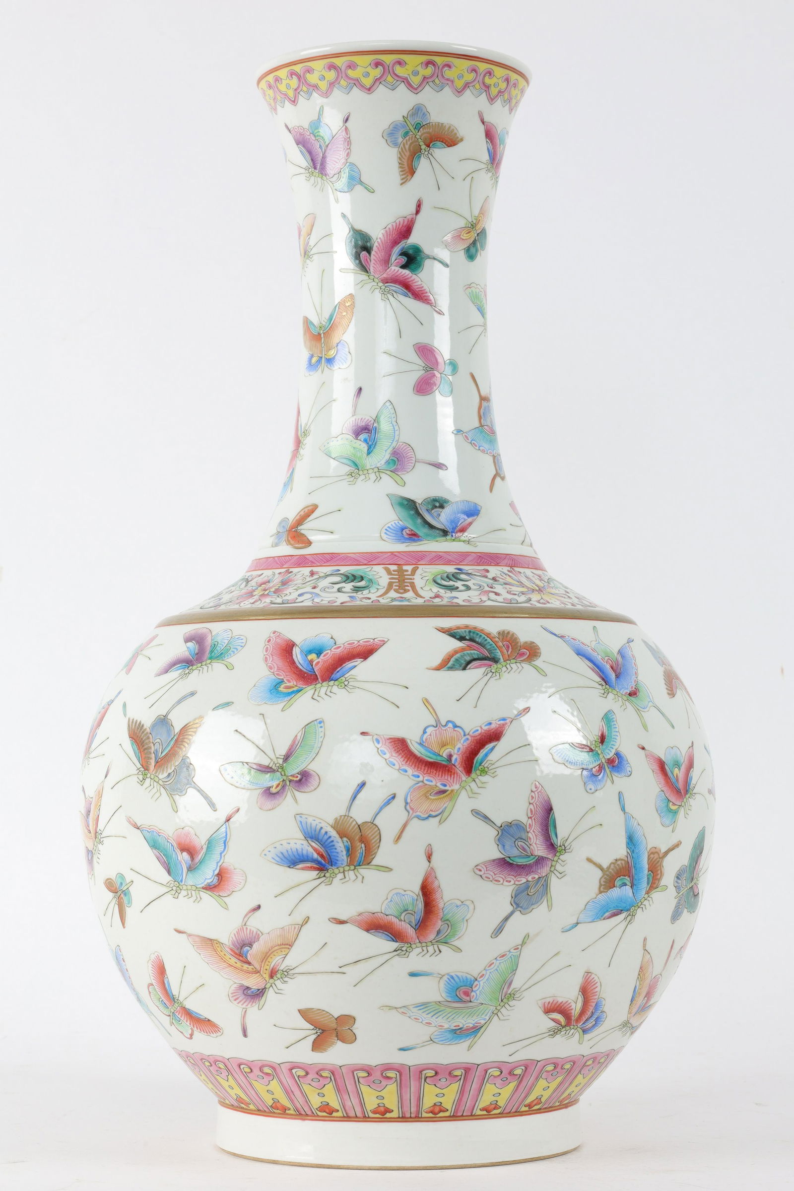 Signed Chinese Famille Rose 100 Butterflies Vase (1 of 7)