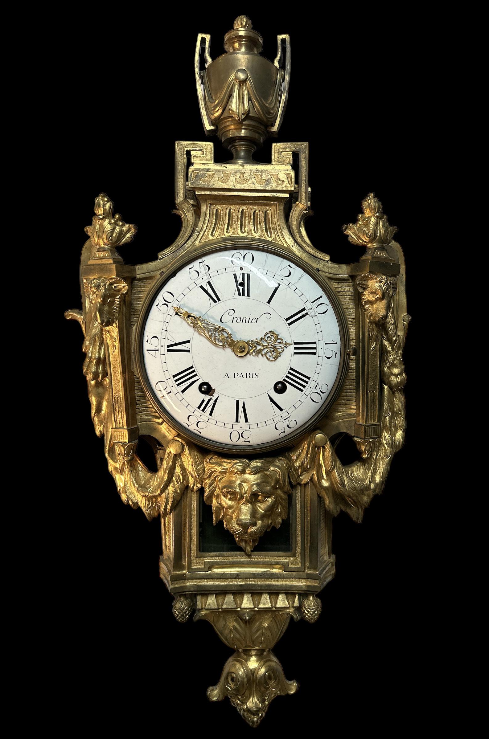 18th C Cronier Cartel Louis XVI Paris Wall Clock (1 of 13)