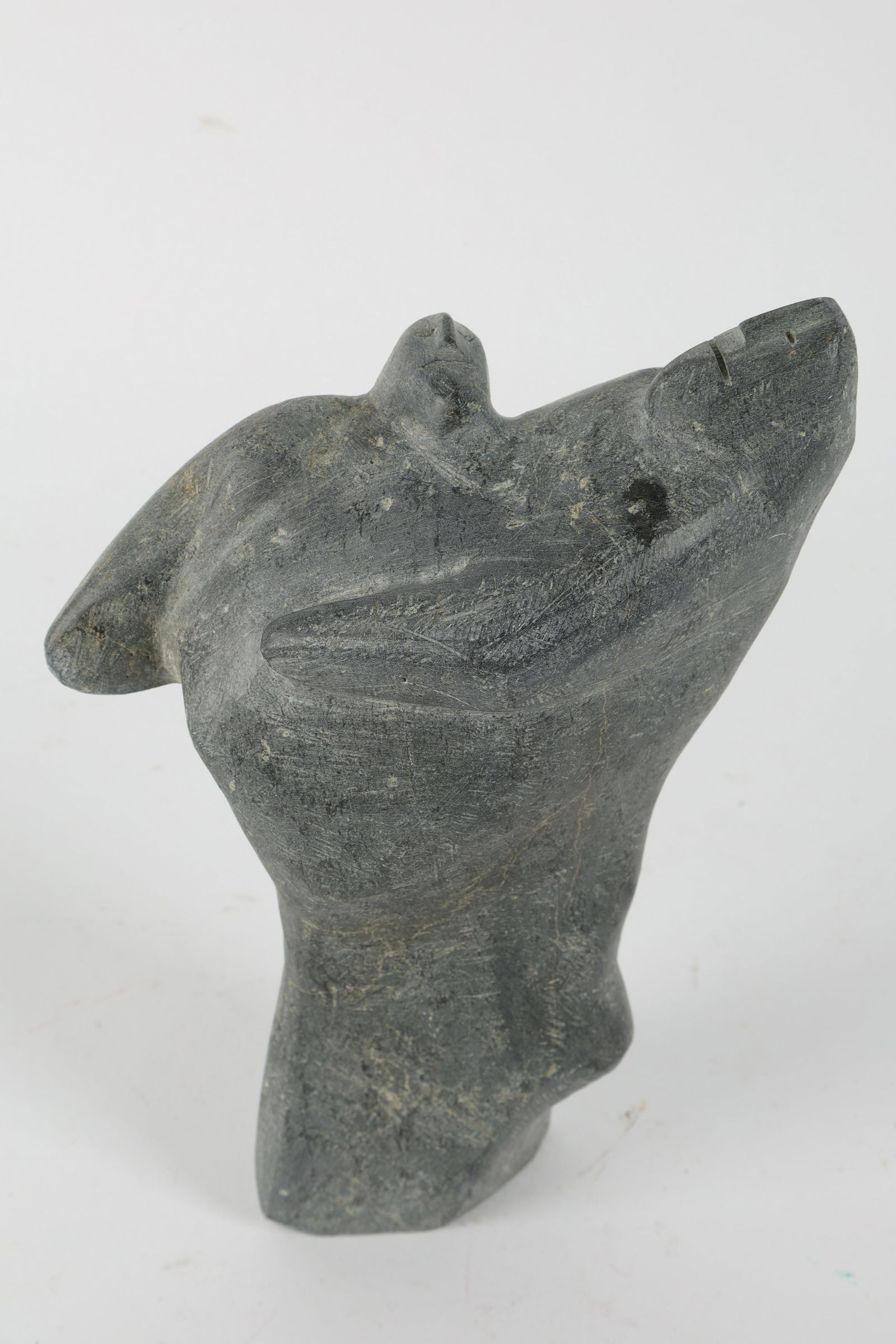Inuit Carved Soapstone Figural Group Two Faces (1 of 7)