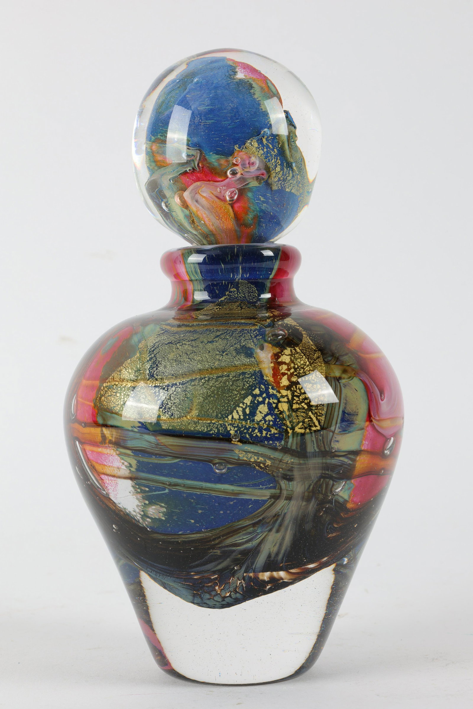 Large, Heavy Art Glass Scent Bottle Manner Novaro: Signed Large, Heavy Art Glass Scent Bottle In the Manner of Jean Claude Novaro. 8.5 inches H x 4 W.