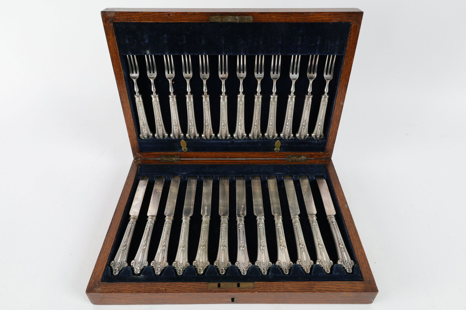 Antique 24 Pcs Silver Knife and Fork Dessert Set (1 of 8)