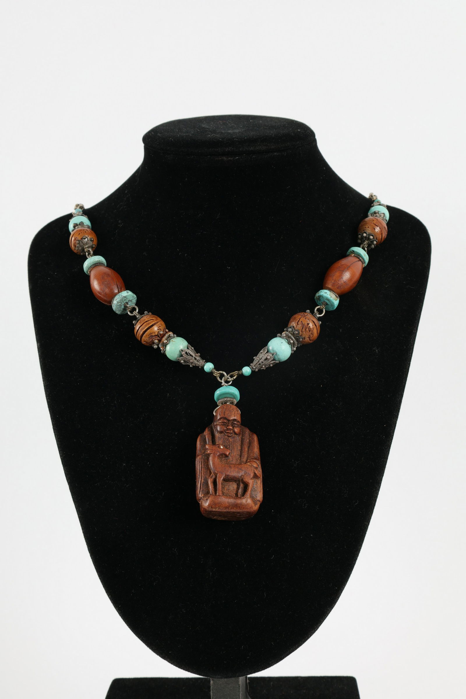 Japanese Chinese Export Turquoise Silver Necklace (1 of 4)