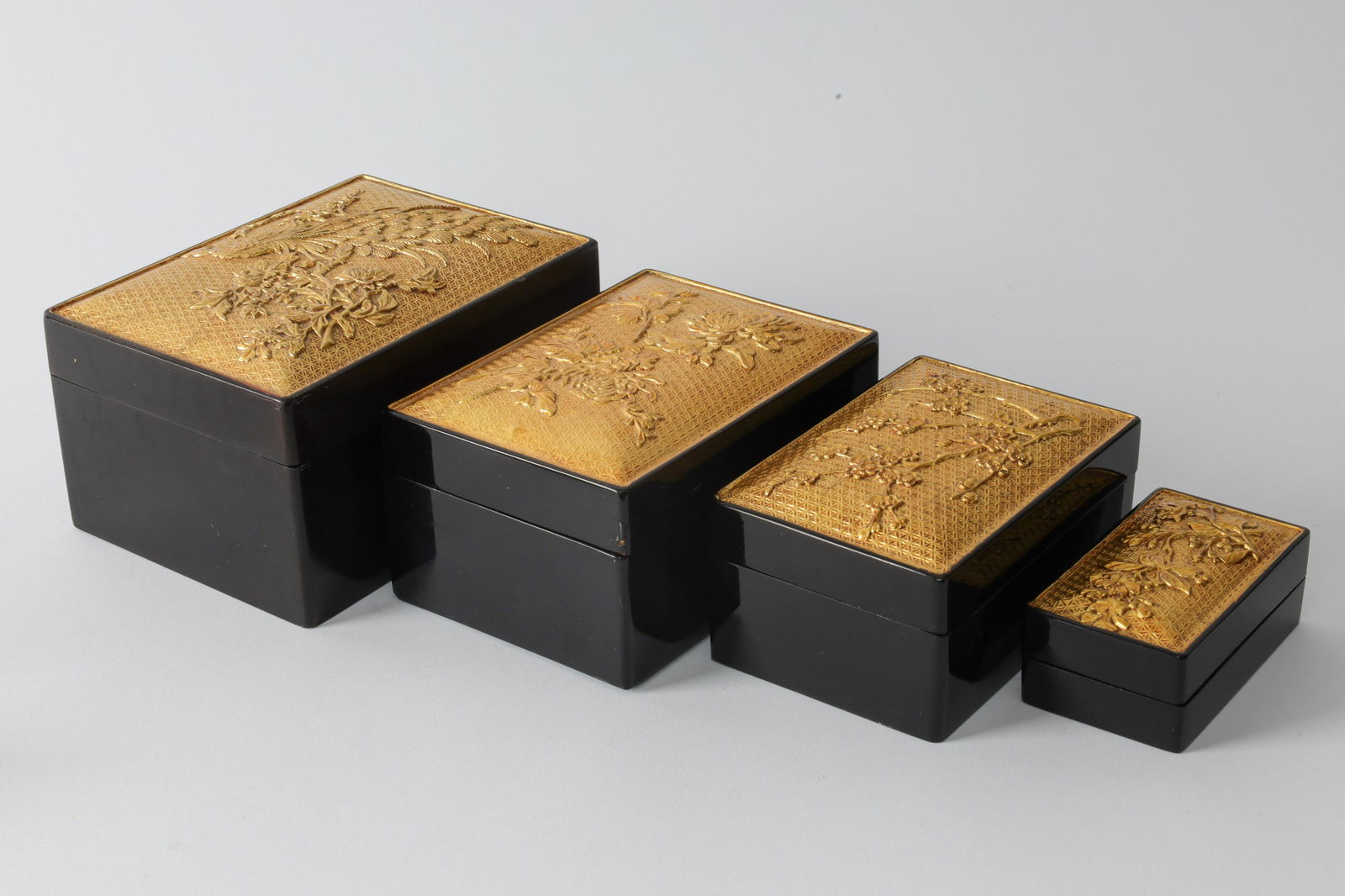 Antique Japanese Gilt Lacquer Nesting Boxes (1 of 5)