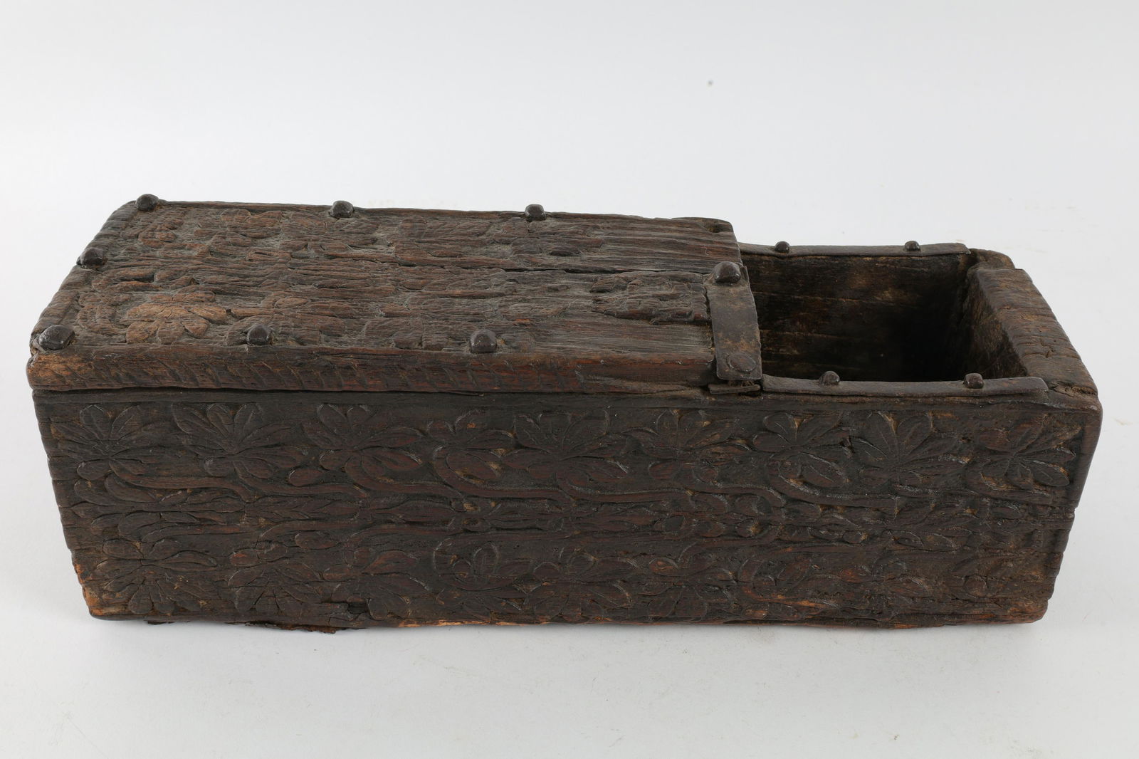 Antique Continental Carved Wood Iron Match Box (1 of 10)