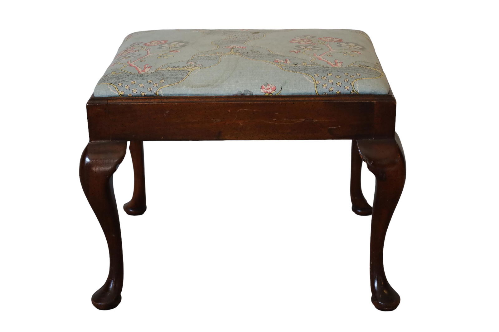 English Pad Foot Upholstered Foot Stool Piano Bench (1 of 4)