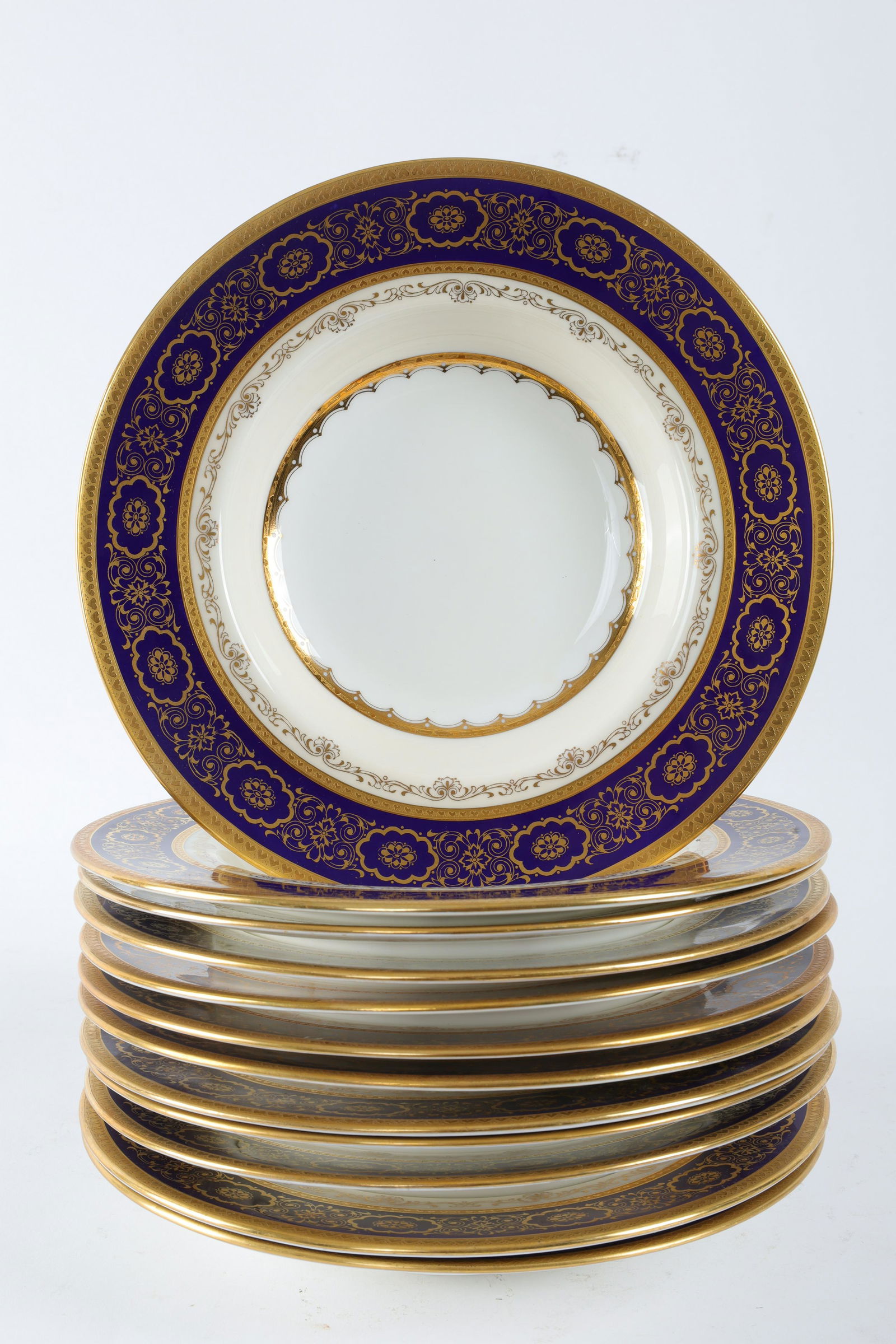 Set of 12 Minton England Cobalt Gold Soup Bowls (1 of 4)