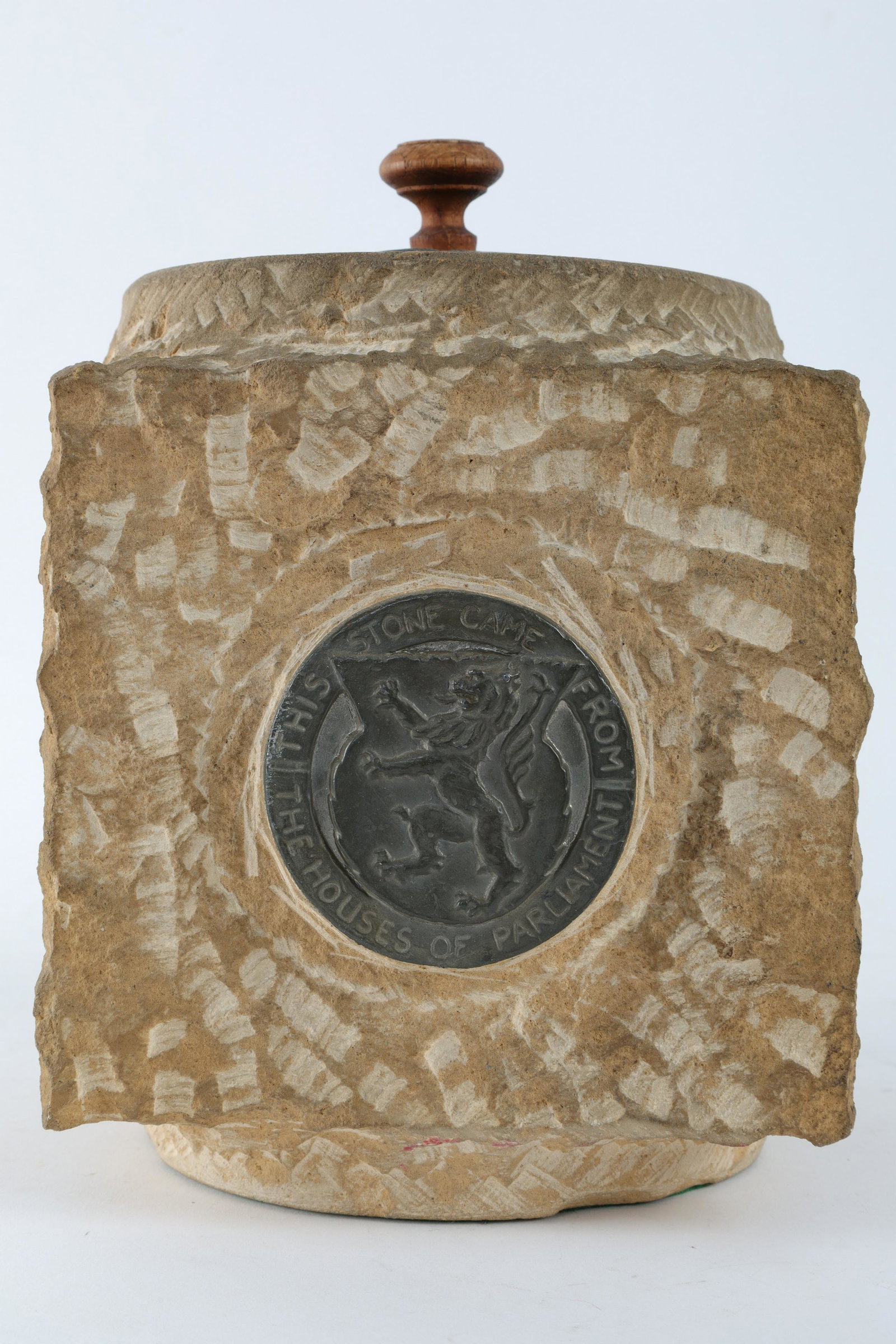 Houses Of Parliament Stone Tobacco Jar Scotland: Houses Of Parliament Stone Tobacco Jar Scotland. Made From A Piece Of The Structure Of The Houses Of Parliament bombed during WWII. Measures 8 inches H x 6 x 6.