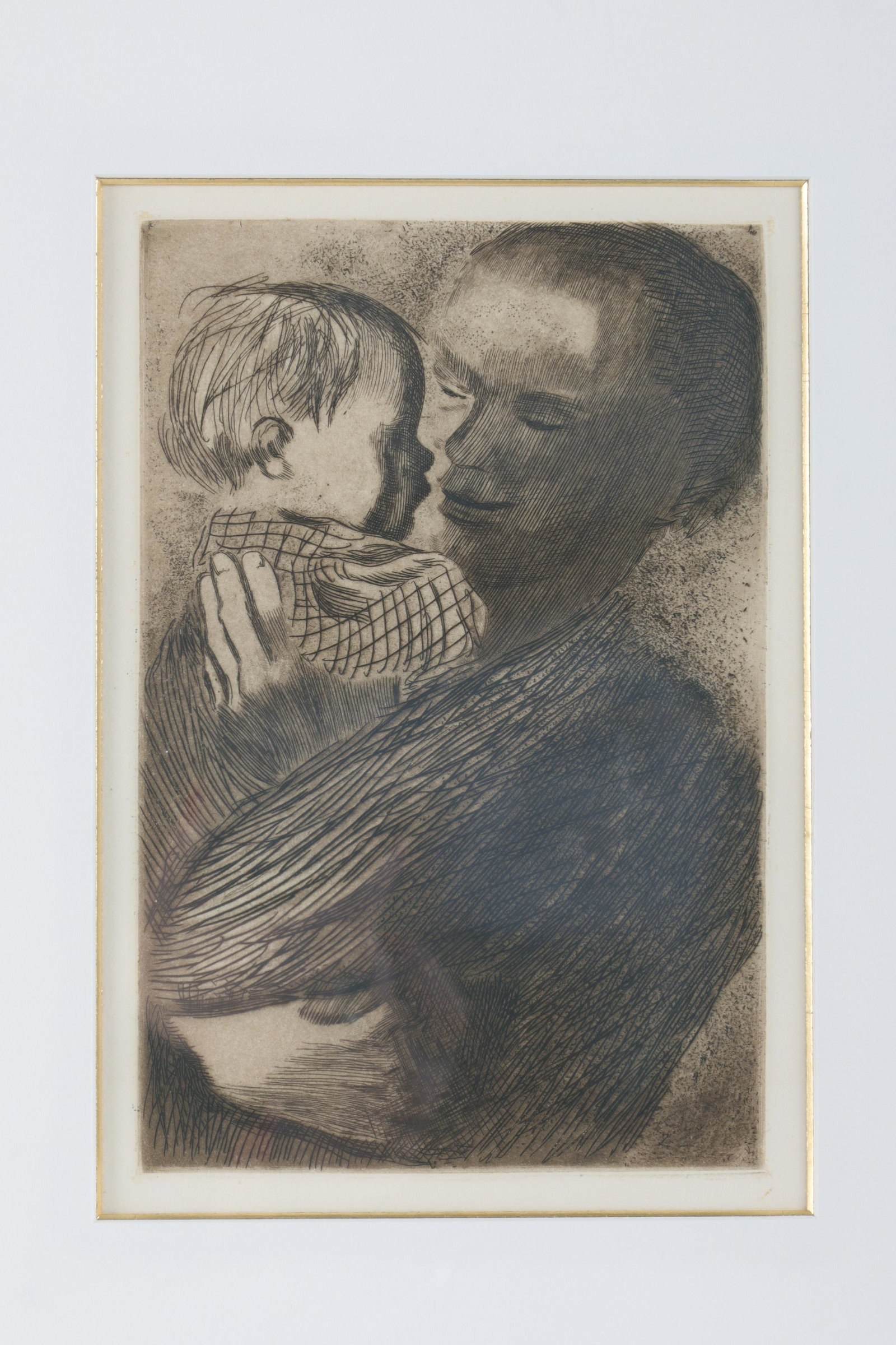 Kathe Kollwitz Mother Feeding Child 1931 Engraving: Kathe Kollwitz (1867 - 1945), German, engraving entitled Mother Feeding Child, from drawing originally done in 1931, this edition issued posthumously by A.v.d.Becke Berlin-Halensee, impressed mark in