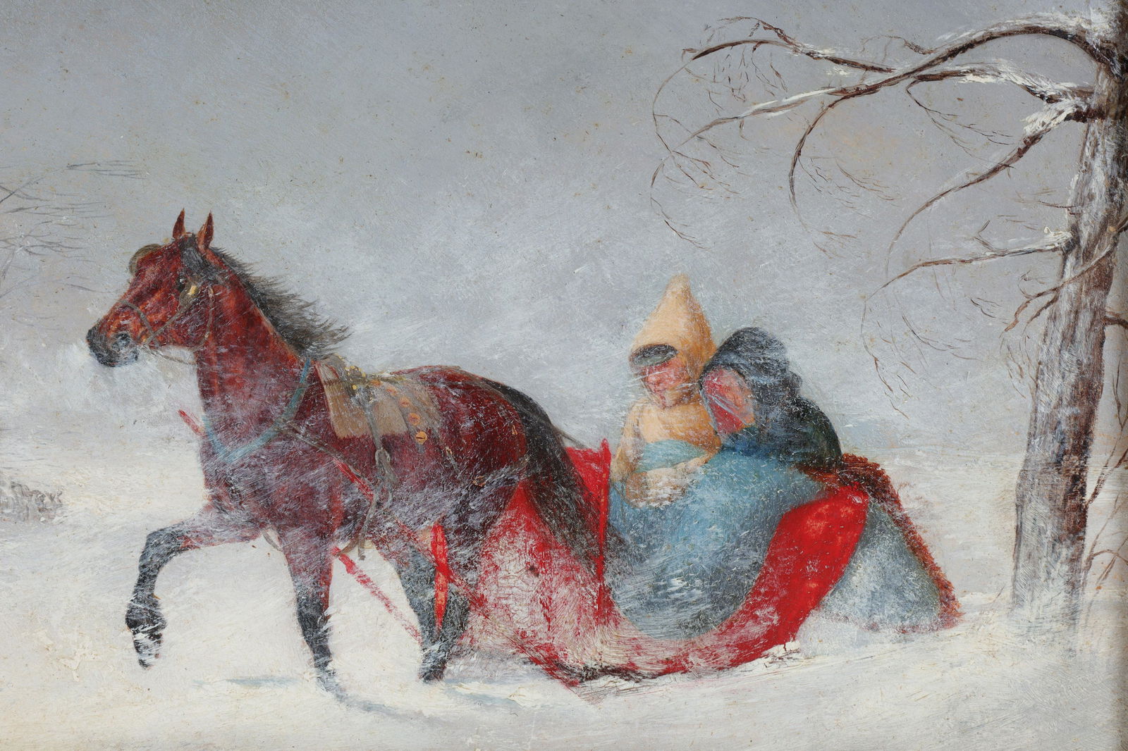 Manner of Frederick Barnjum Winter Landscape Horse and Sleigh (1 of 8)