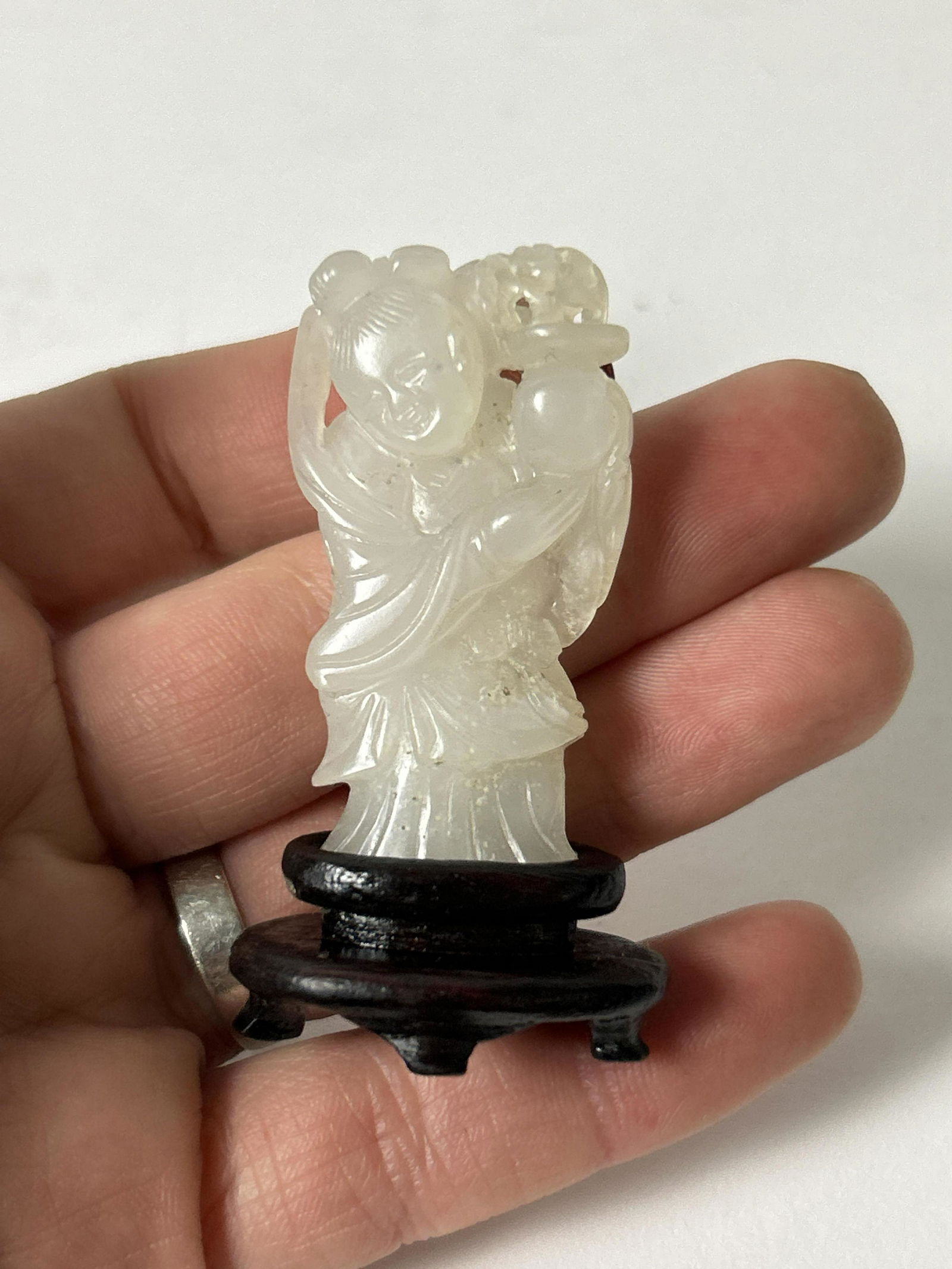 Antique Chinese White Jade Figure and Stand (1 of 8)