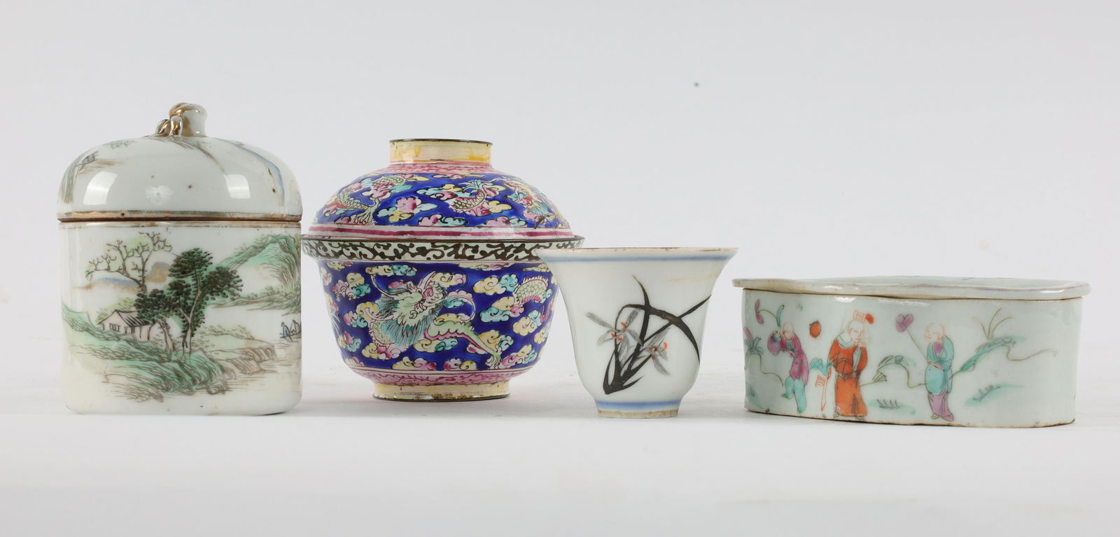 Lot of Chinese Items, Porcelain, Enamel Cups (1 of 6)