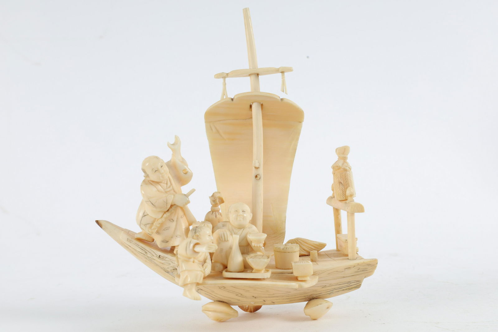 Antique Japanese Okimono Figural Group on Boat (1 of 10)