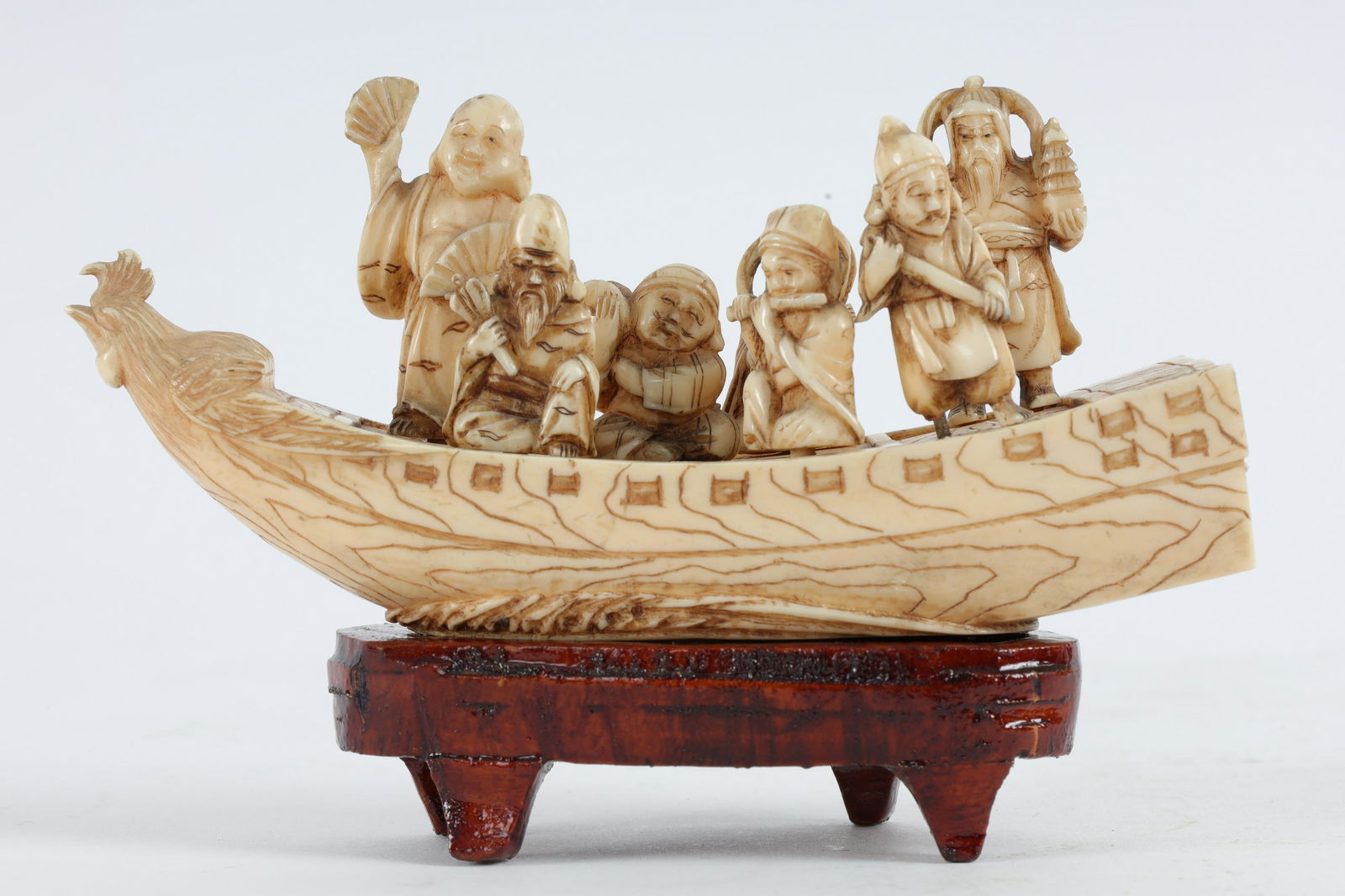 Antique Japanese Okimono Figural Group on Boat (1 of 11)