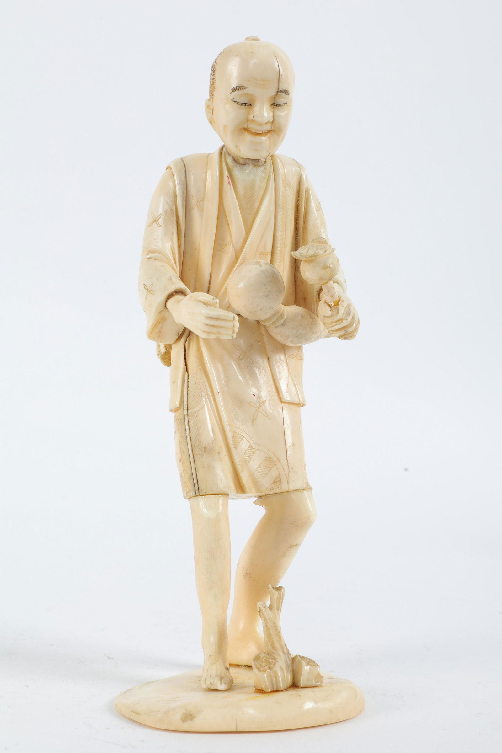 Fine Signed Antique Japanese Carved Figure W Gourd (1 of 13)