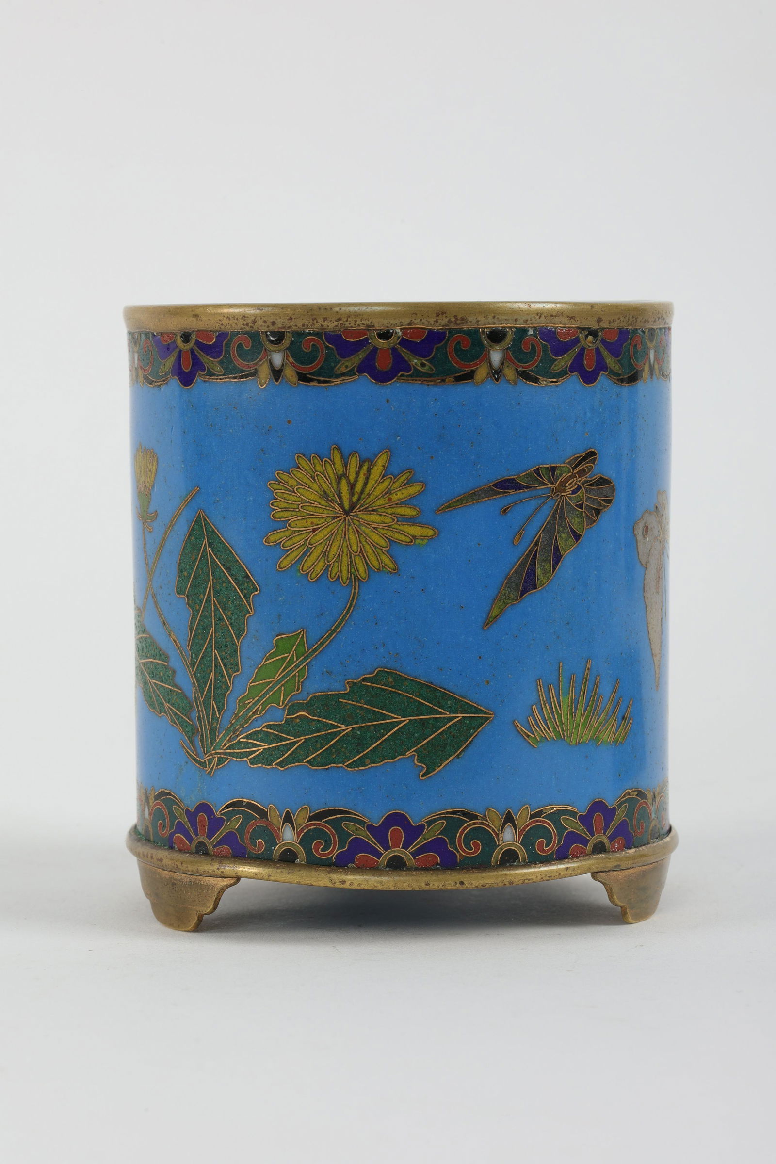 Antique Japanese Bronze Cloisonne Brush Pot (1 of 10)