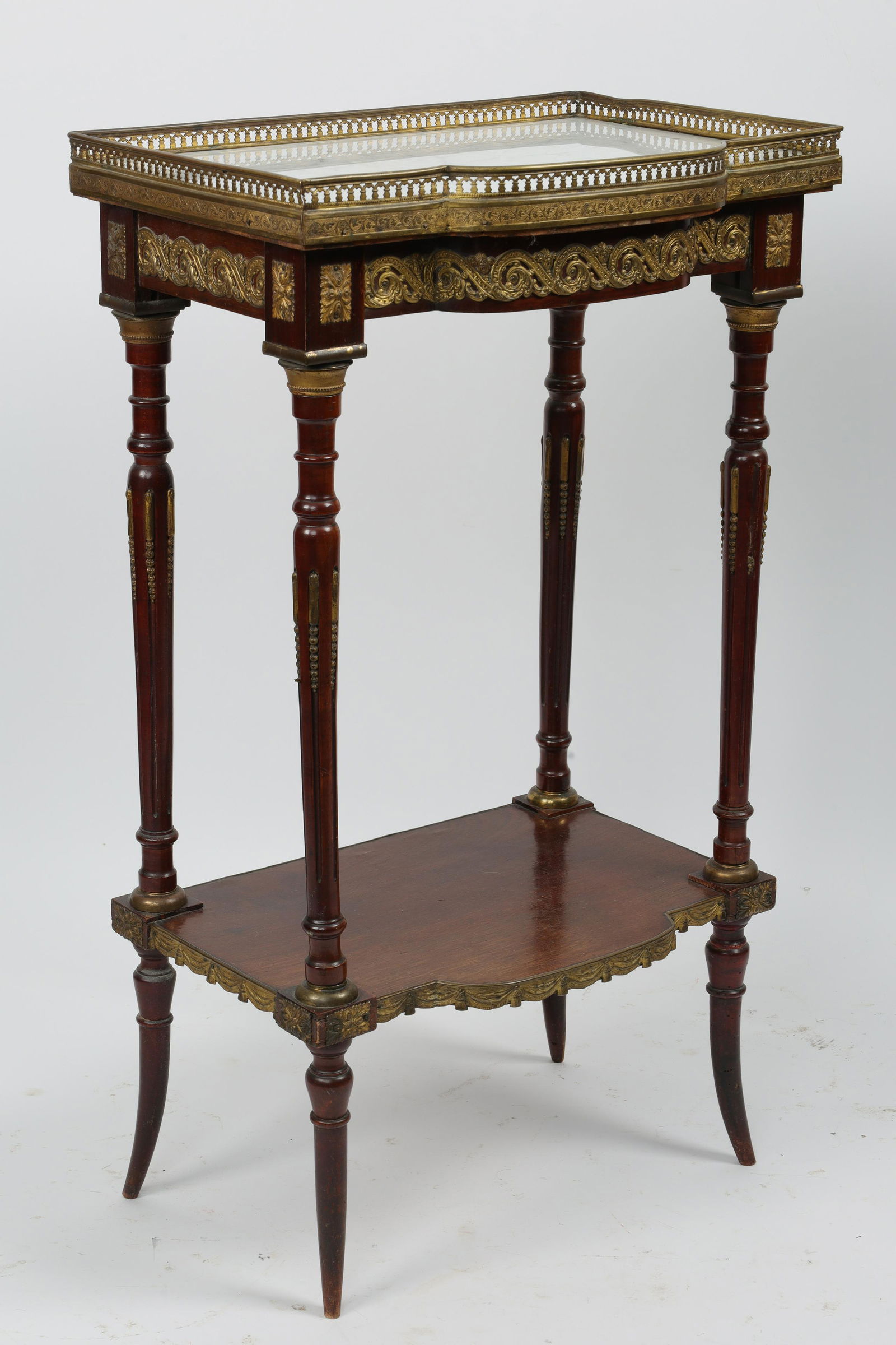 19th C French Side Table With Gallery, Marble Top (1 of 11)