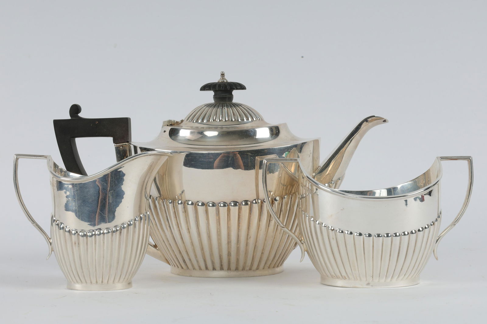 3 Pc Sterling Mappin and Webb Half Fluted Tea Set (1 of 8)