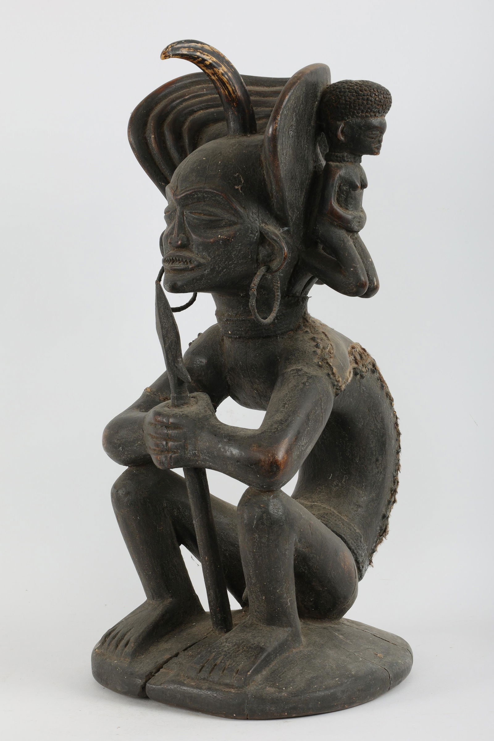 African Chokwe Seated Chieftain Sculpture Statue (1 of 13)