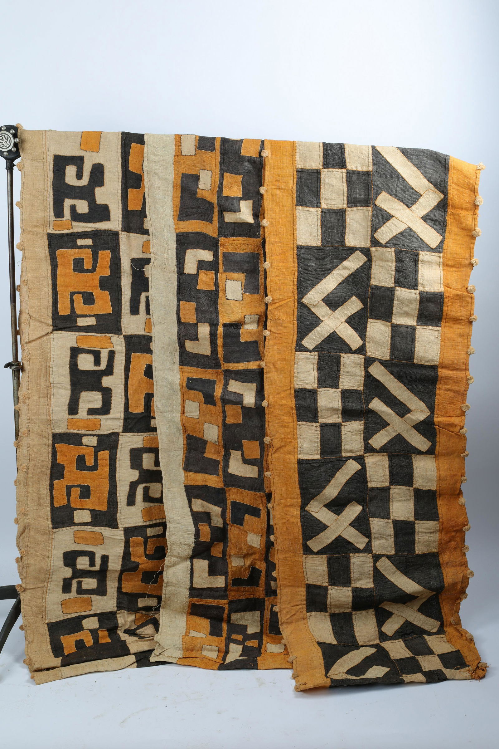 Lot of 3 African Kuba Long Textile Cloth Panels (1 of 8)