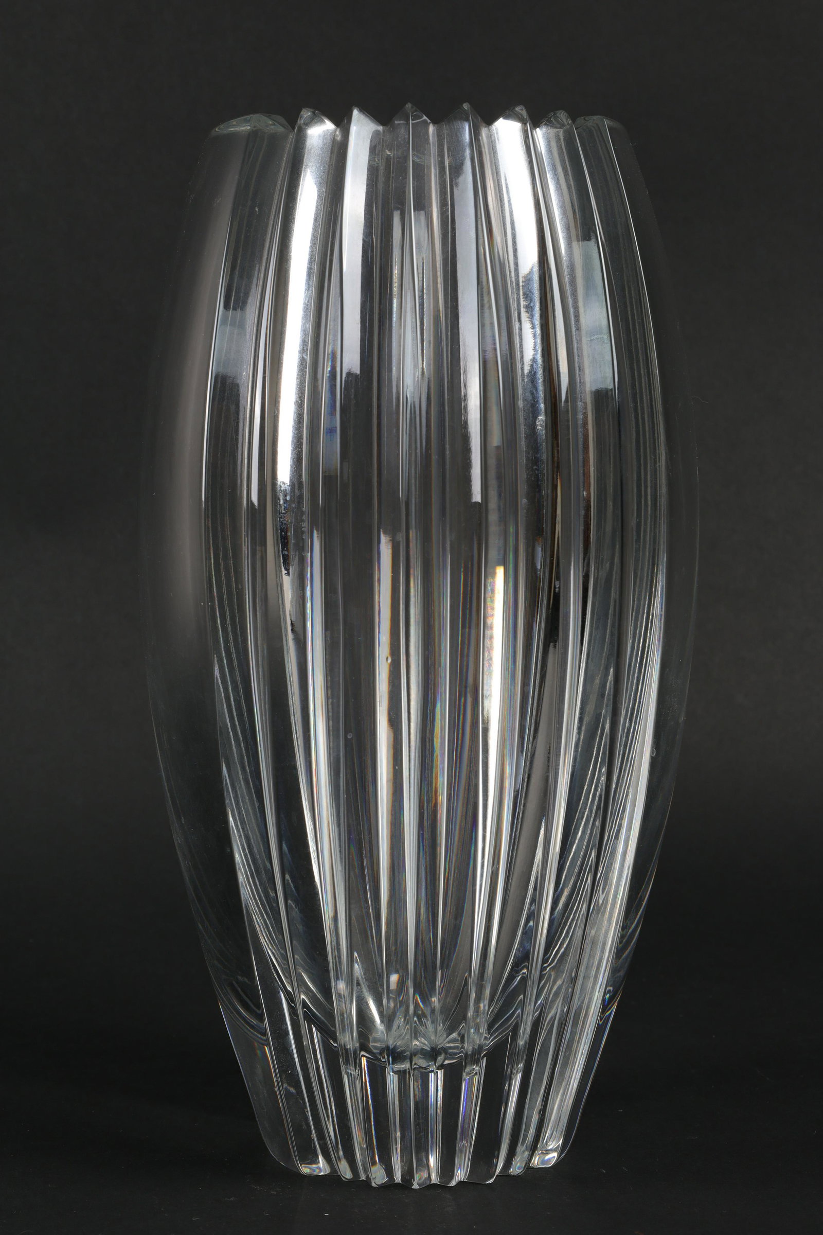 Vintage Leaded Crystal Tall Fluted Vase: Vintage Leaded Crystal Waterford Style Tall Fluted Vase. 10 inches H x 5 W.
