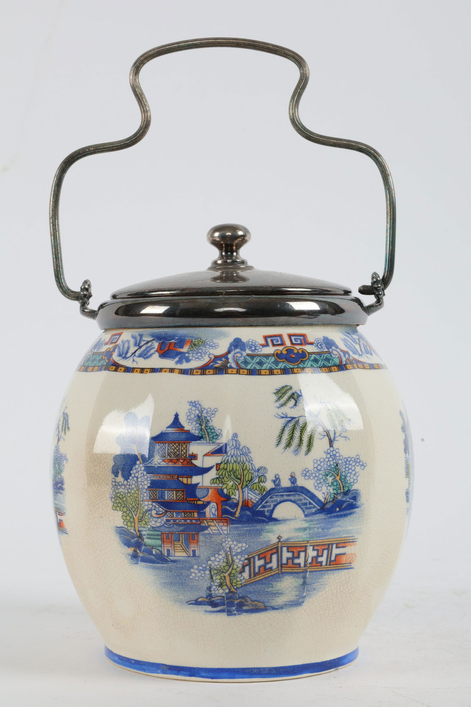 Antique English Chinoiserie Lidded Biscuit Jar (1 of 9)