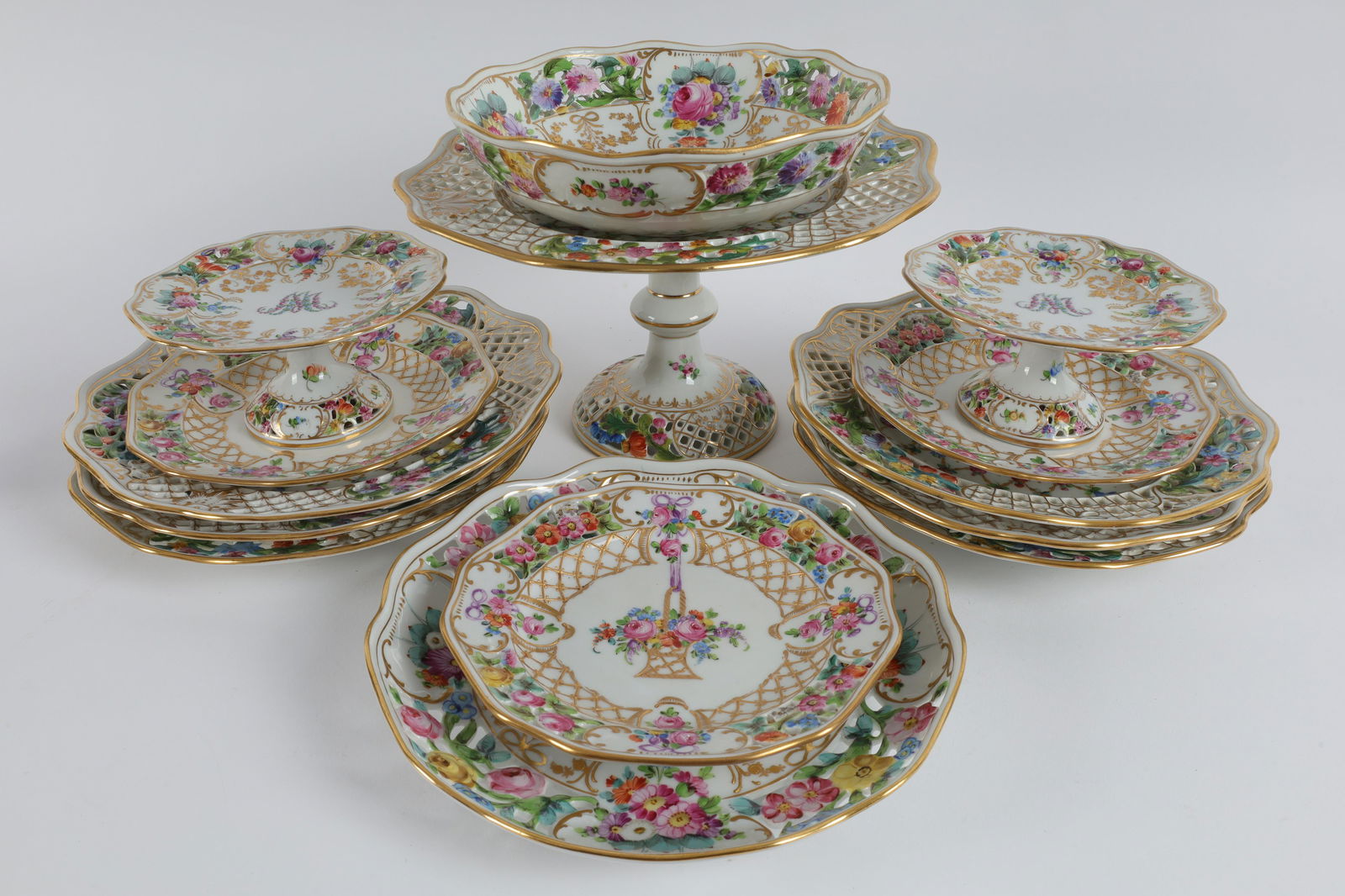 Set of Marie Antoinette Monogrammed Dresden Dishes (1 of 8)