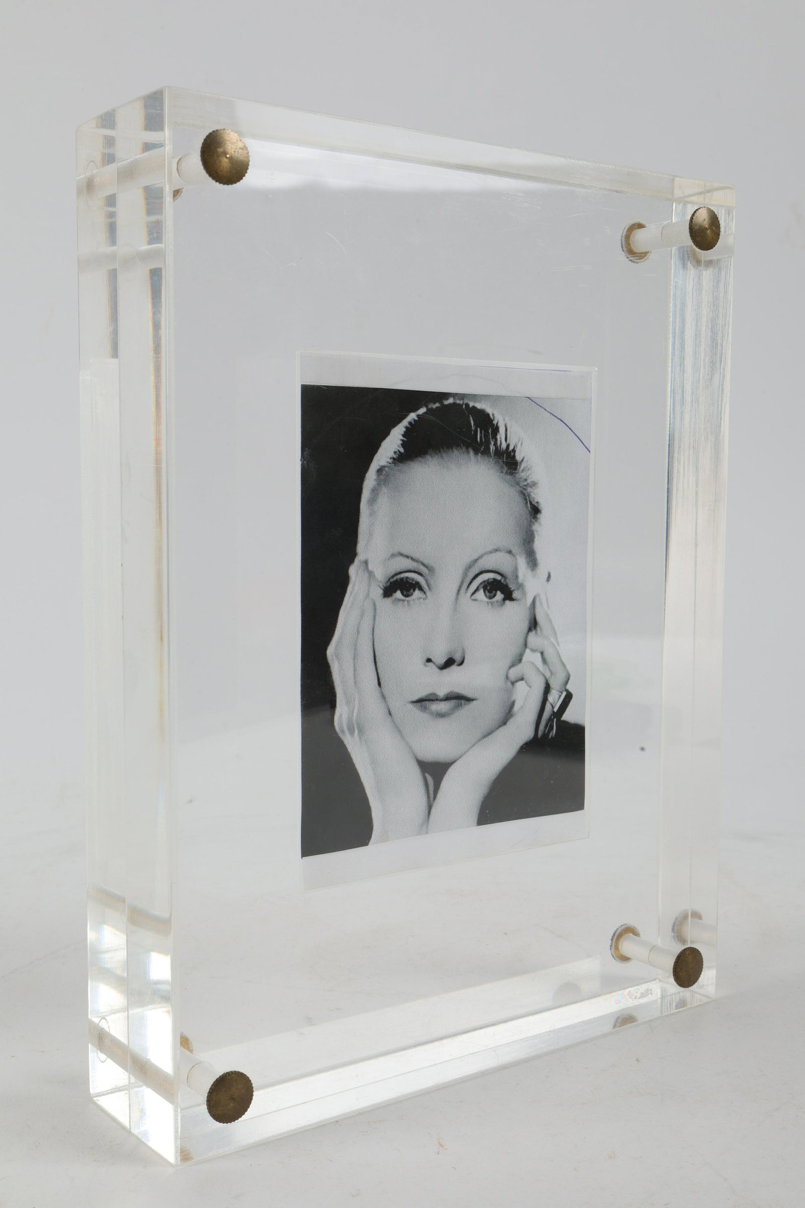 Mid Century Op Art Lucite Picture Frame: Mid Century Op Art Lucite Picture Frame. Original sticker on verso Gargnano G. Forti 0365/71555. 8 x 6 x 1.5 inches deep.