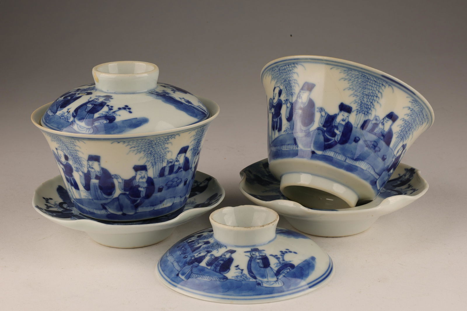 Pair Antique Chinese Blue and White Tea Bowls (1 of 10)