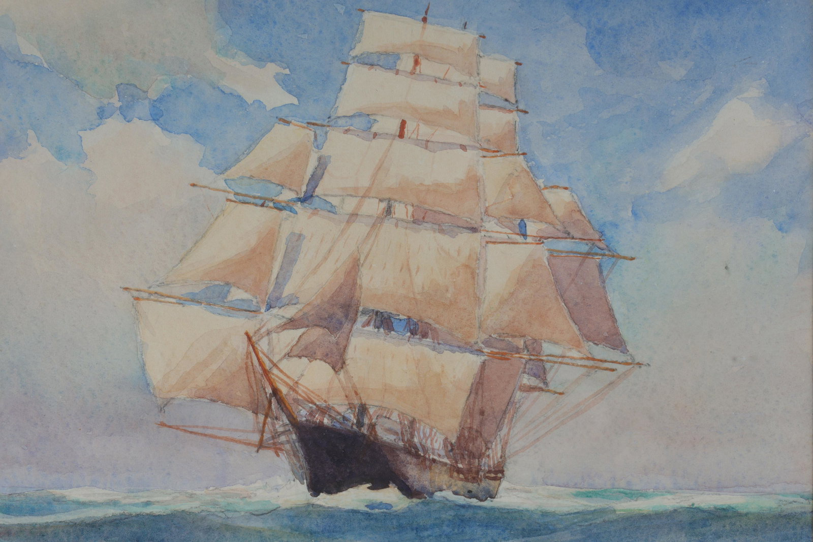 Ralph E. Power Watercolour Painting Clipper Ship (1 of 4)