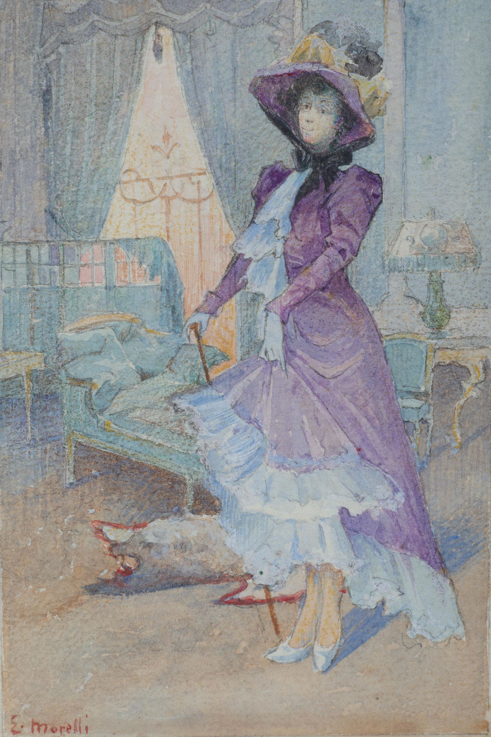 19th C French E. Morelli Watercolor Postcard (1 of 8)