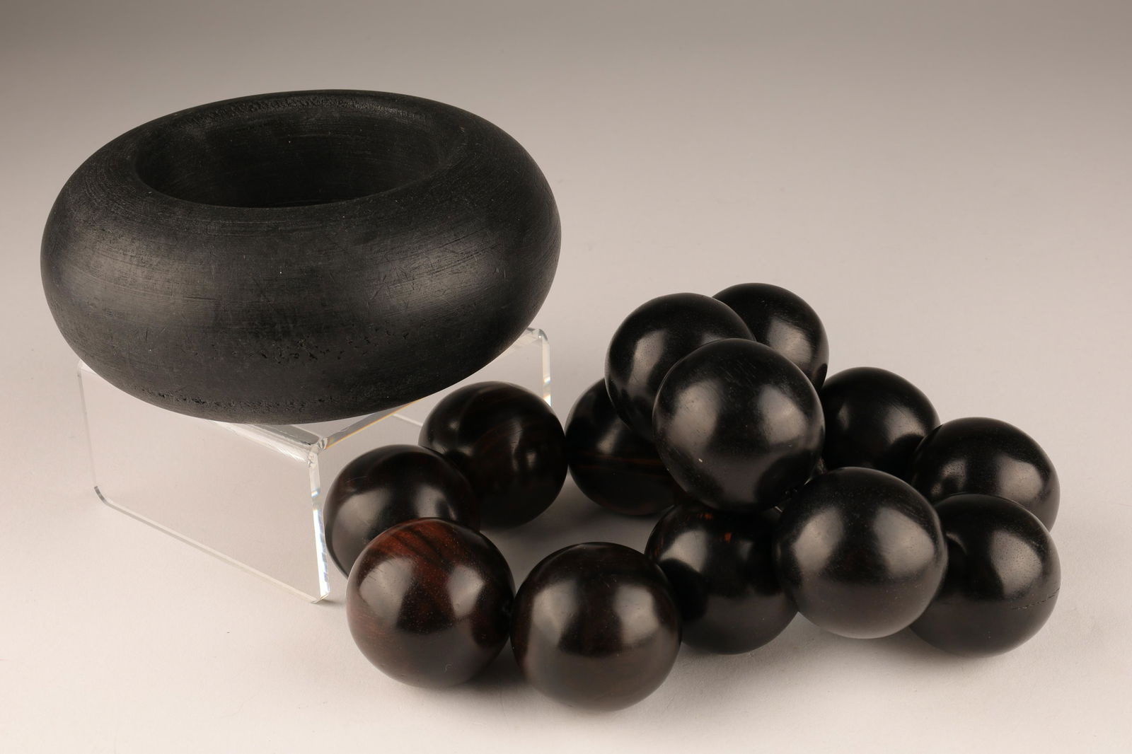 Lot of Dark Wood Ball and Wide Bangles Bracelets (1 of 4)