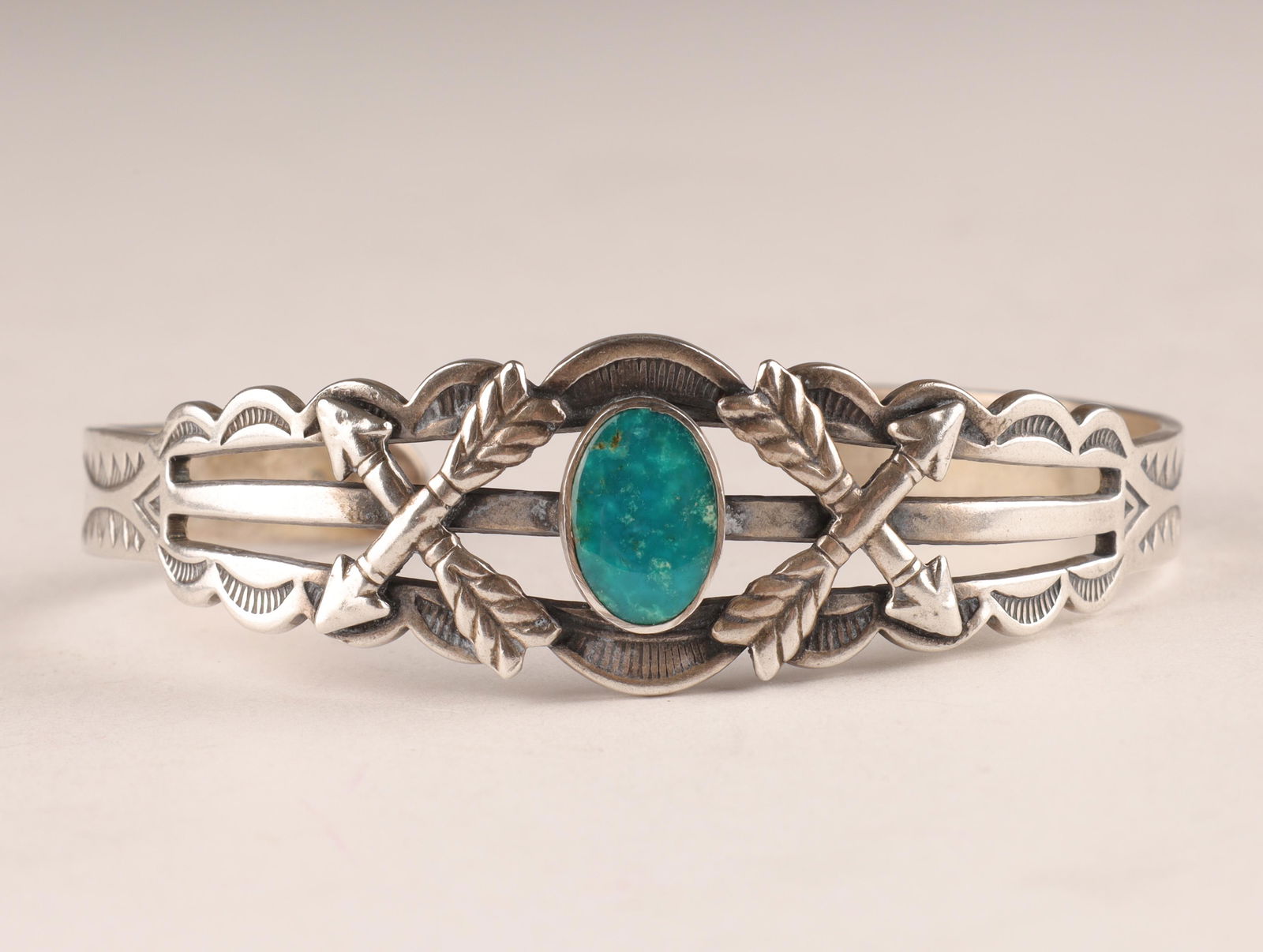 Fred Harvey Era Southwest Sterling Opal Bracelet (1 of 4)