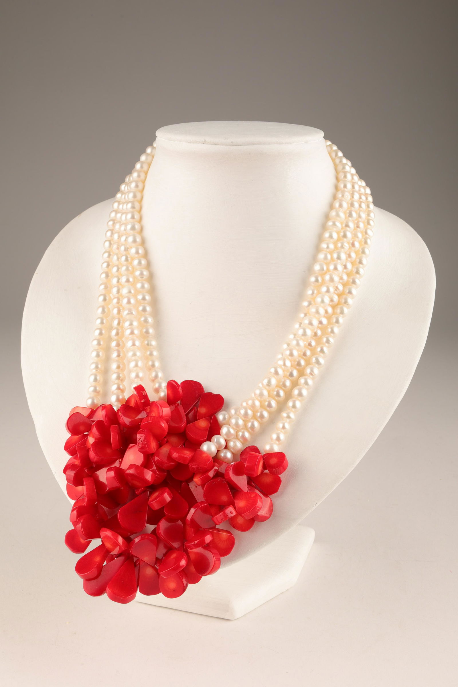 Vintage Multi Strand Pearl and Red Coral Necklace (1 of 7)