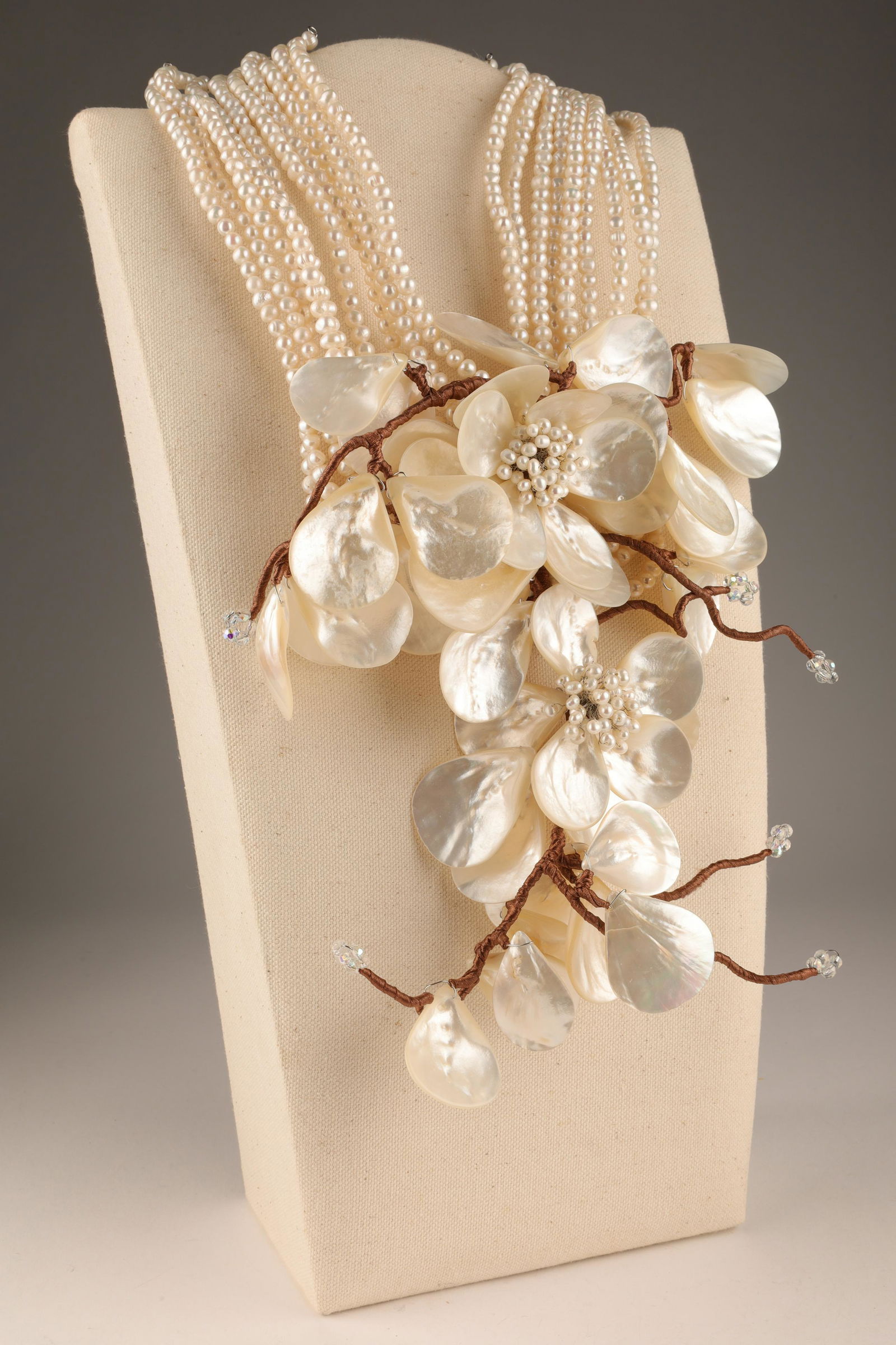 Kumari's Statement Pearl MOP Flower Necklace (1 of 8)
