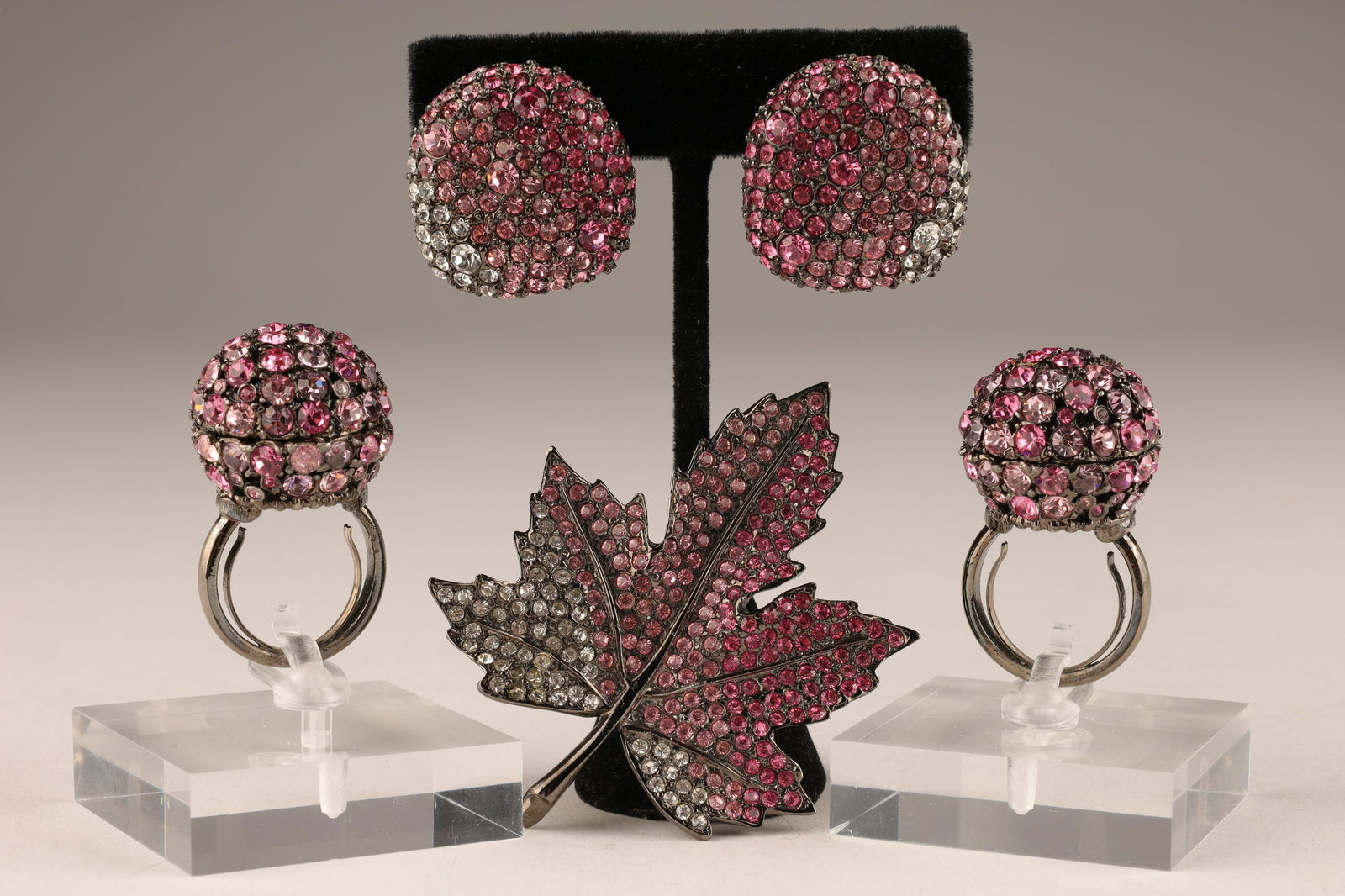 Kenneth Lane Pink Rhinestone Costume Jewelry Set (1 of 6)