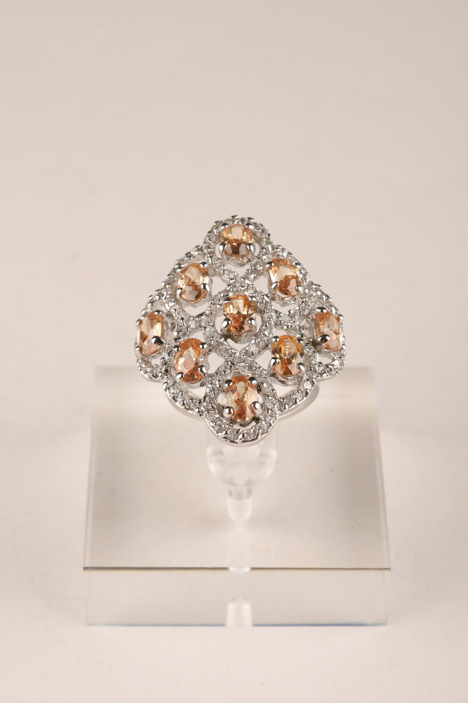 Sterling Pink Zircon Statement Cocktail Ring (1 of 6)