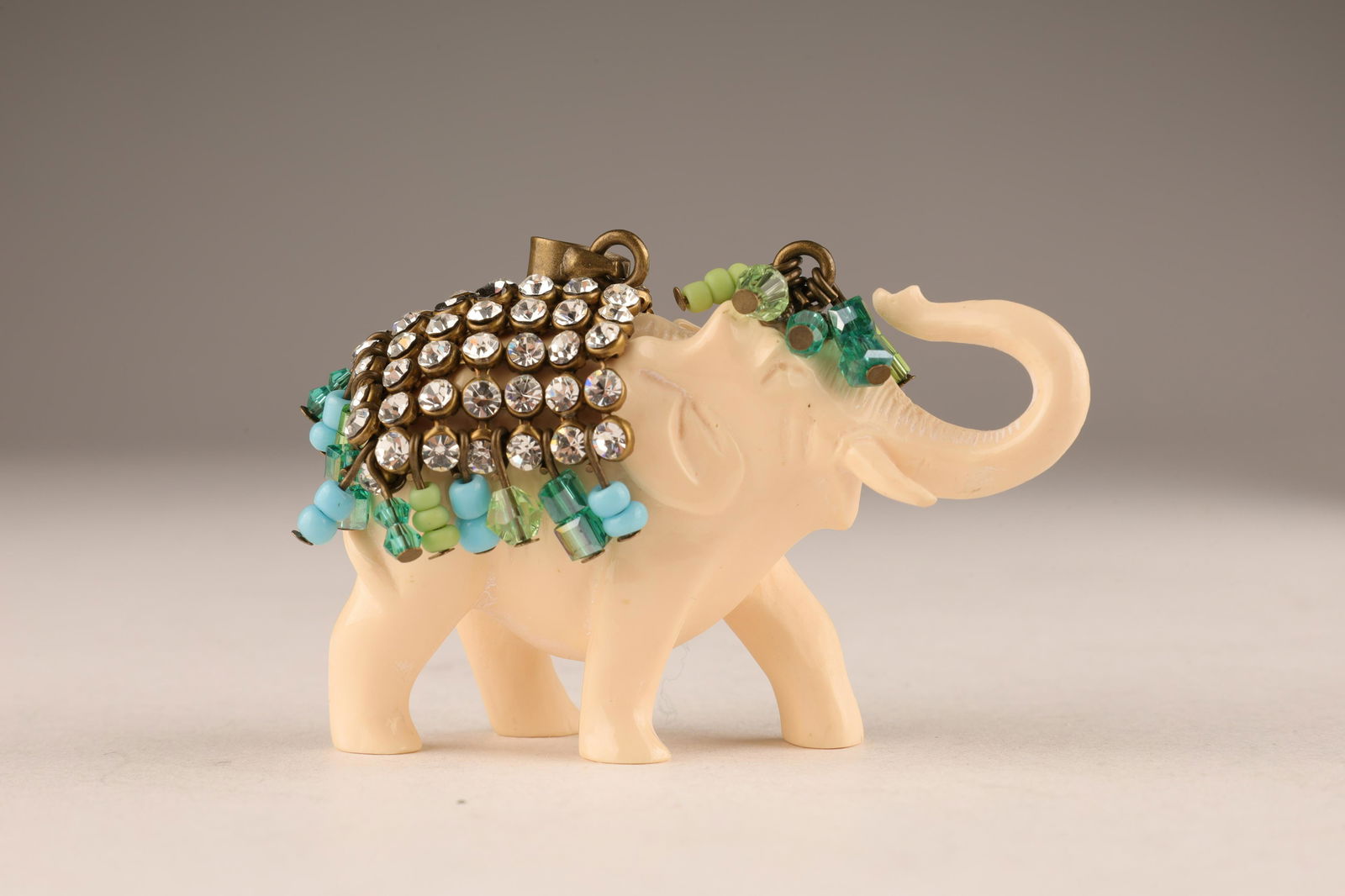 Carved Rhinestoned Royal Indian Elephant Pendant (1 of 5)