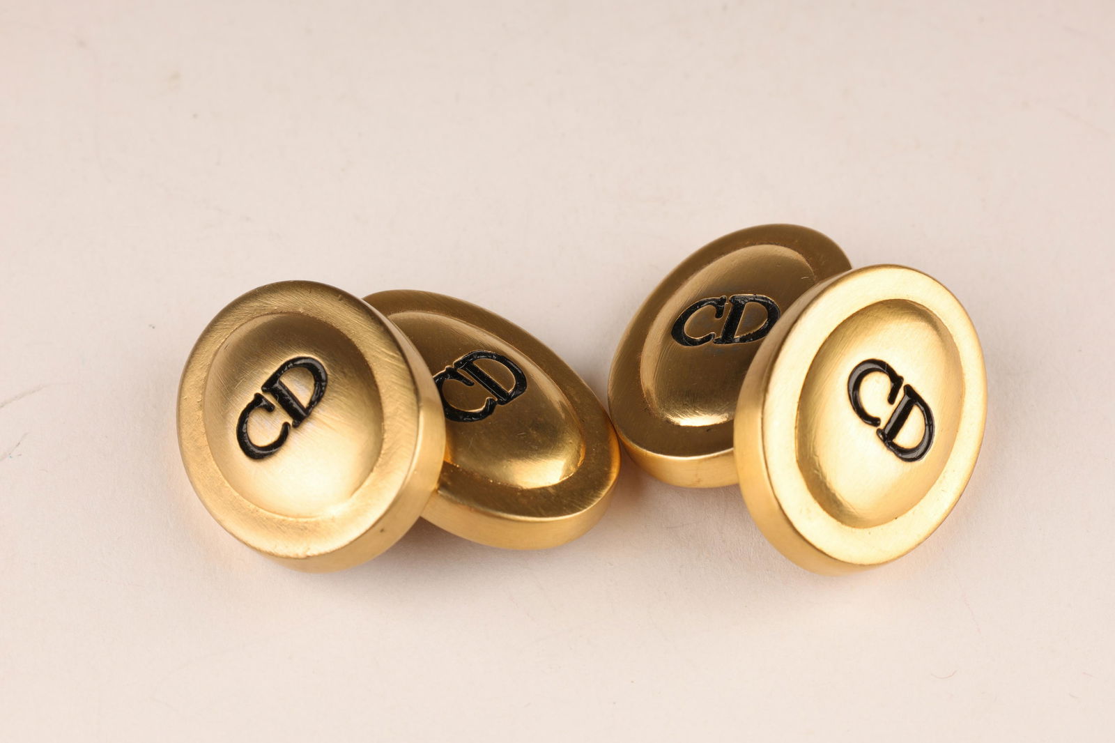 Christian Dior Monogrammed Gold Tone Cufflinks (1 of 3)