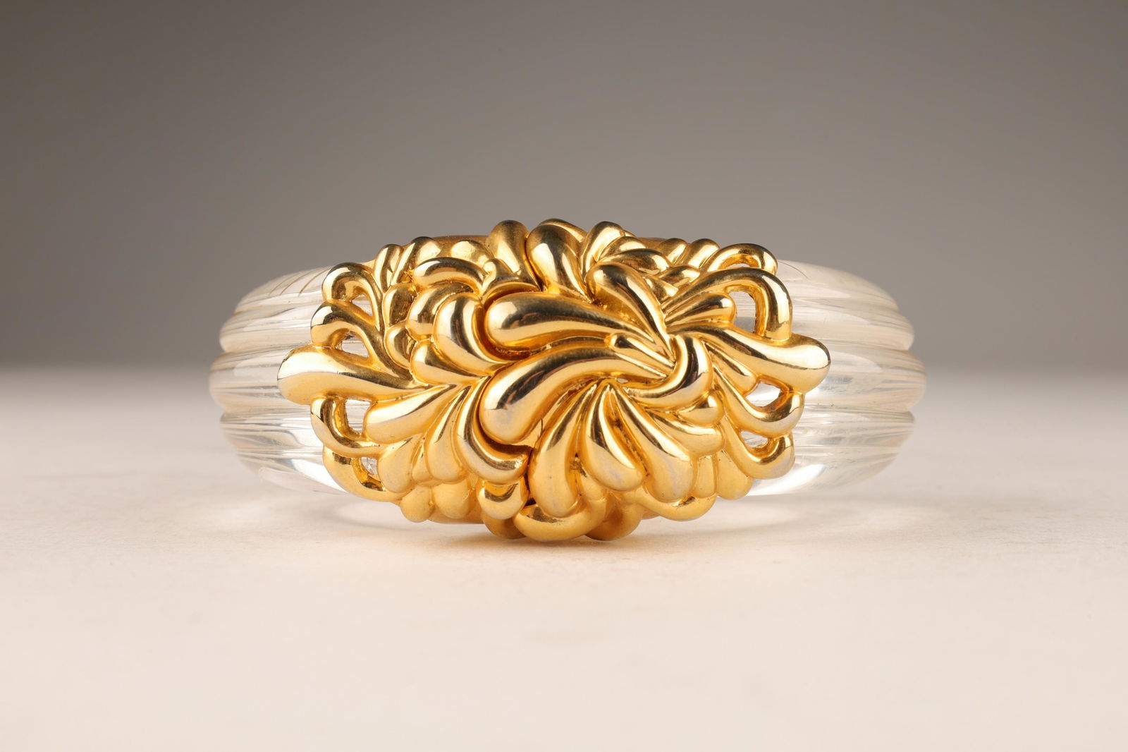 1980s Inna Citrine Paris Lucite Gold Cuff Bracelet (1 of 7)