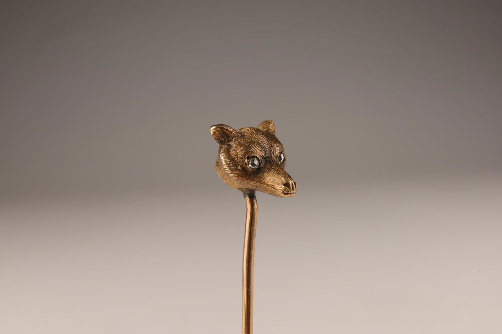 Antique 15K Gold Fox Stick Pin Diamond Eyes (1 of 6)
