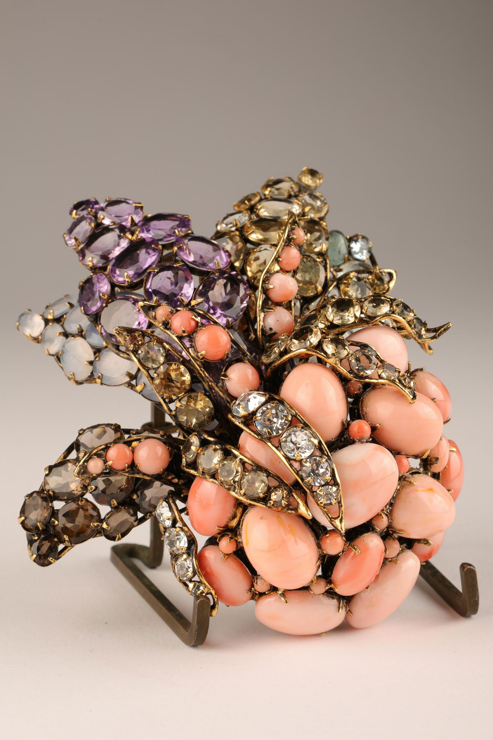 Iradj Moini Coral Citrine Amethyst Flower Brooch (1 of 10)