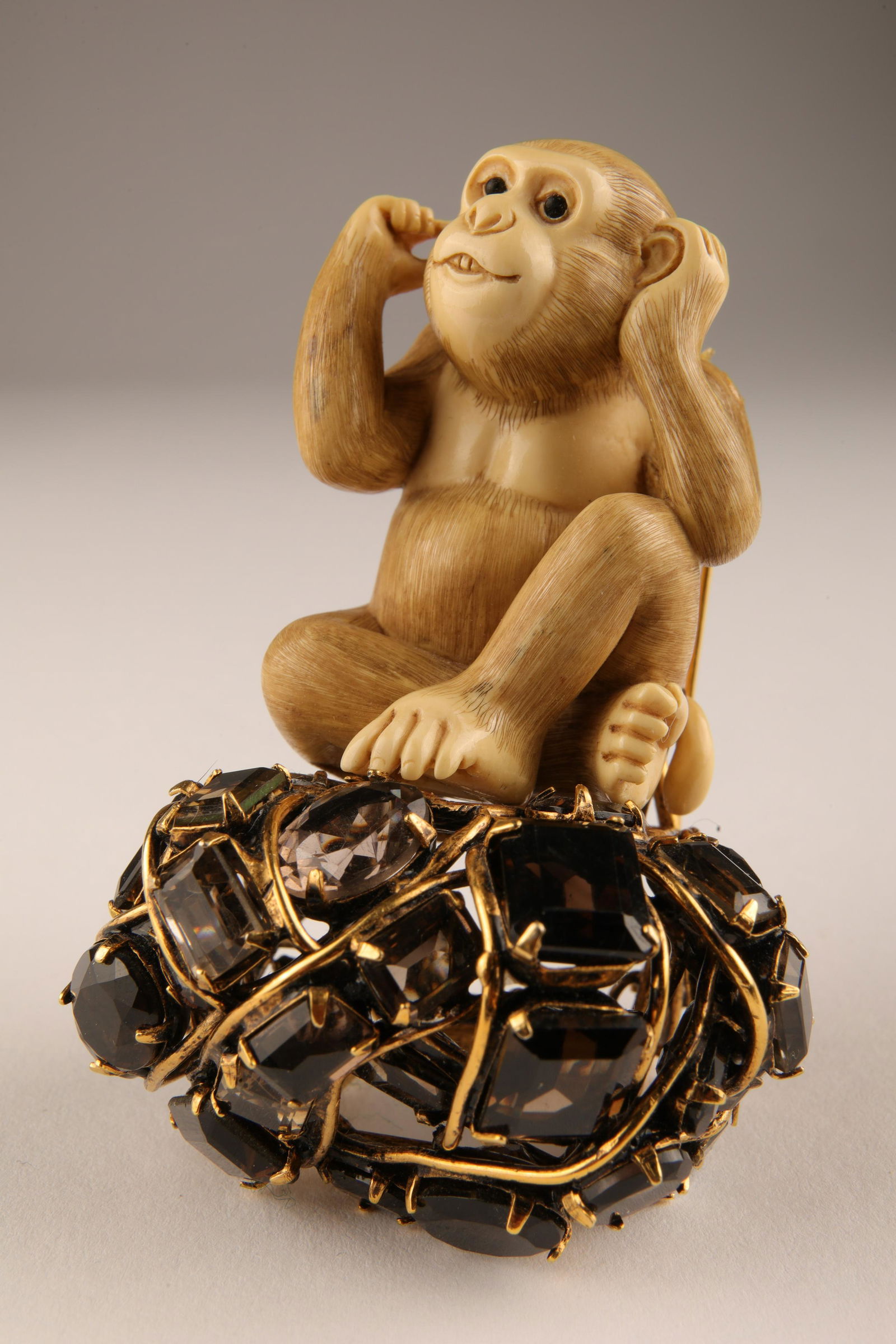 Iradj Moini Monkey Brooch On Smokey Quartz (1 of 12)