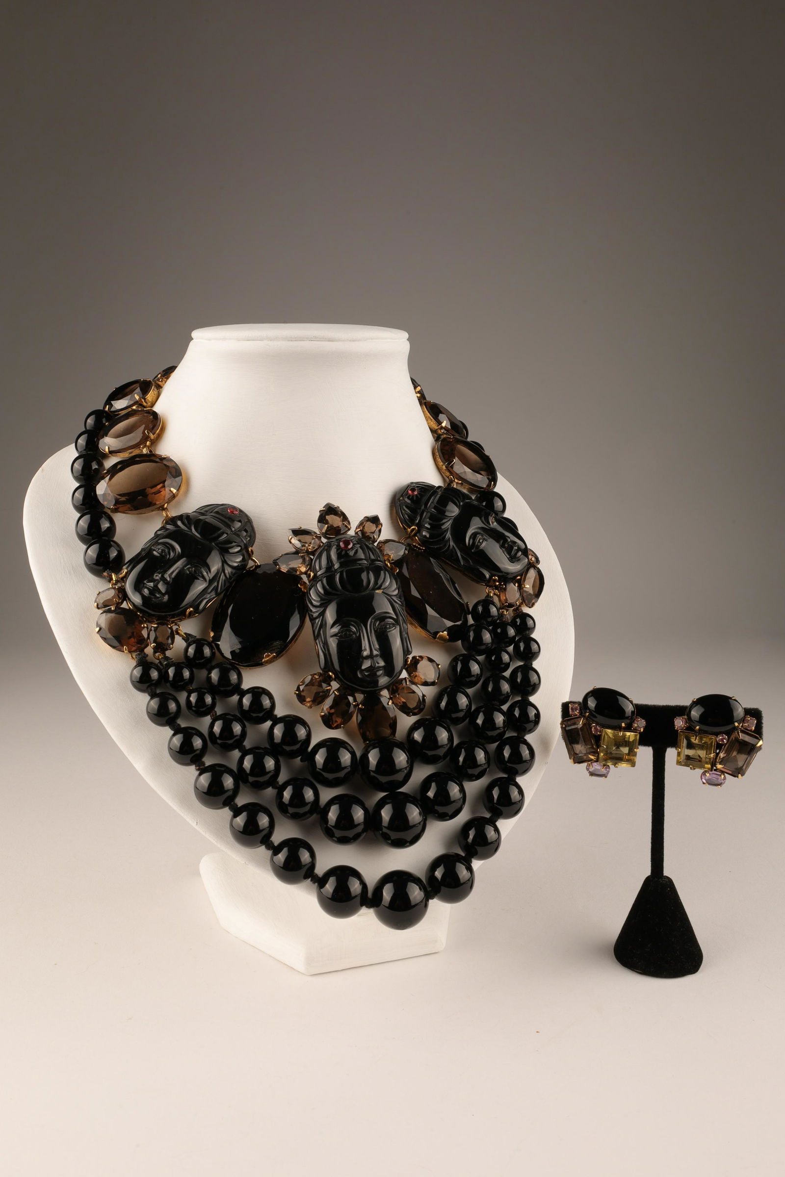Iradj Moini Onyx Buddha Smokey Quartz Necklace Set (1 of 9)